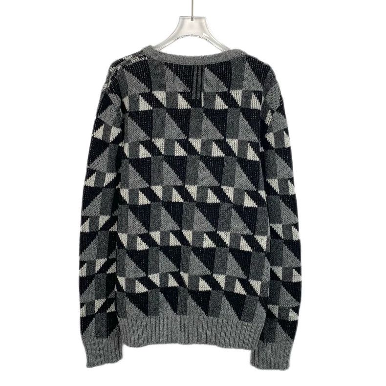 Saint Laurent Paris Saint Laurent Dark grey plaid wool crewneck long-sleeve swe Size US L / EU 52-54 / 3 - 2 Thumbnail