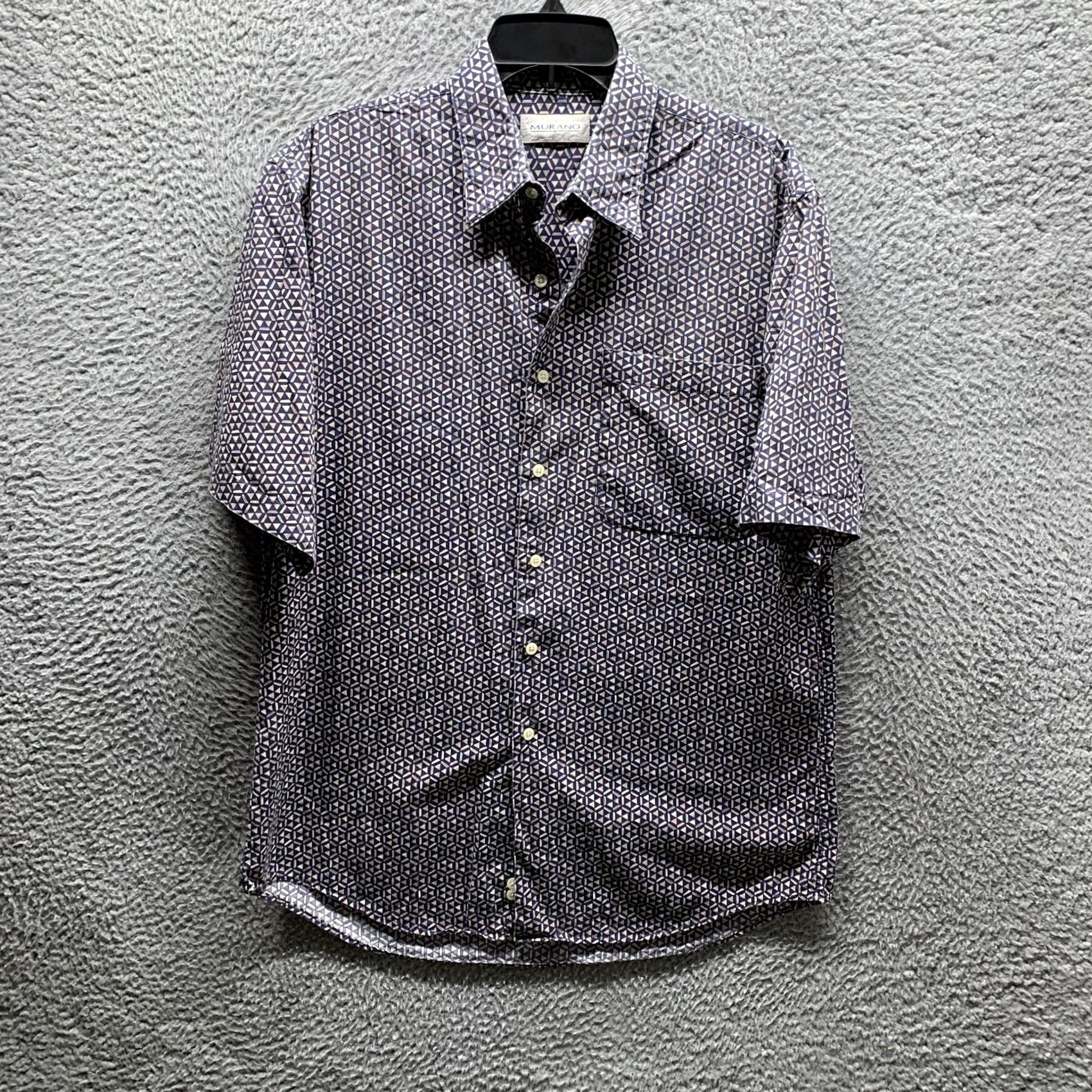 Murano VINTAGE Murano Shirt Mens Short Sleeve Button-Up Geometric Hawaiian Blue Brown 90s Style Medium Shirt Mens Dirty Size US M / EU 48-50 / 2 - 2 Thumbnail