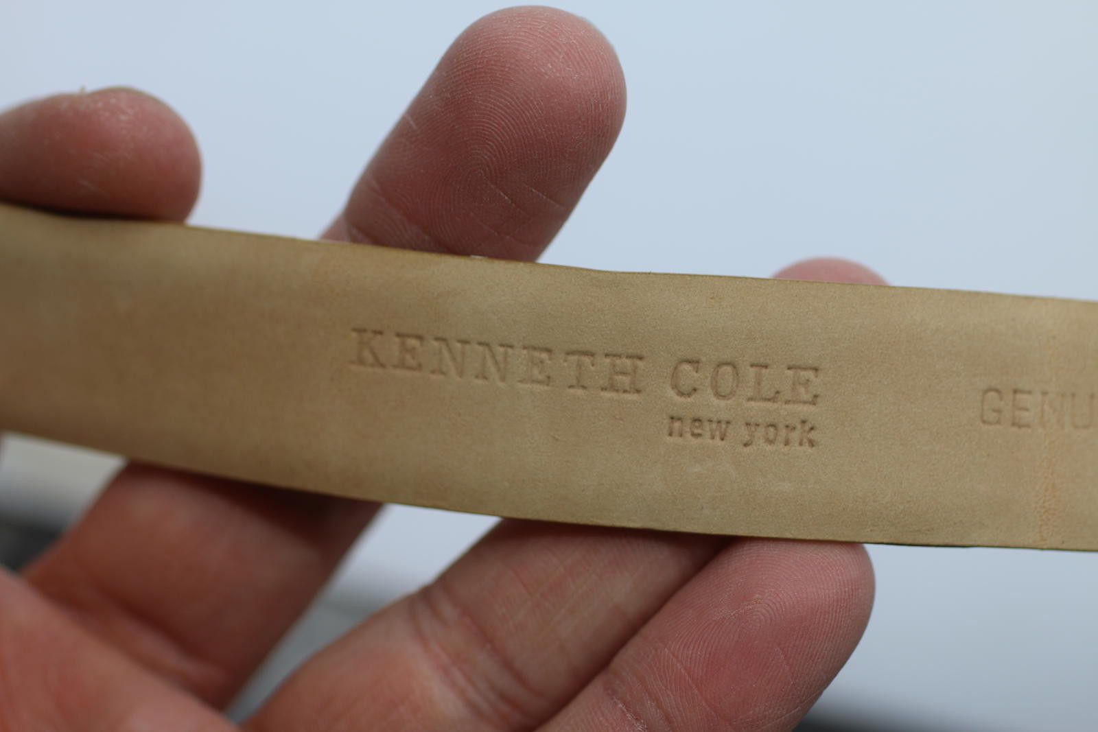 Other Kenneth Cole Genuine Leather Belt Tan Gold Buckle Large Men Size ONE SIZE - 5 Thumbnail