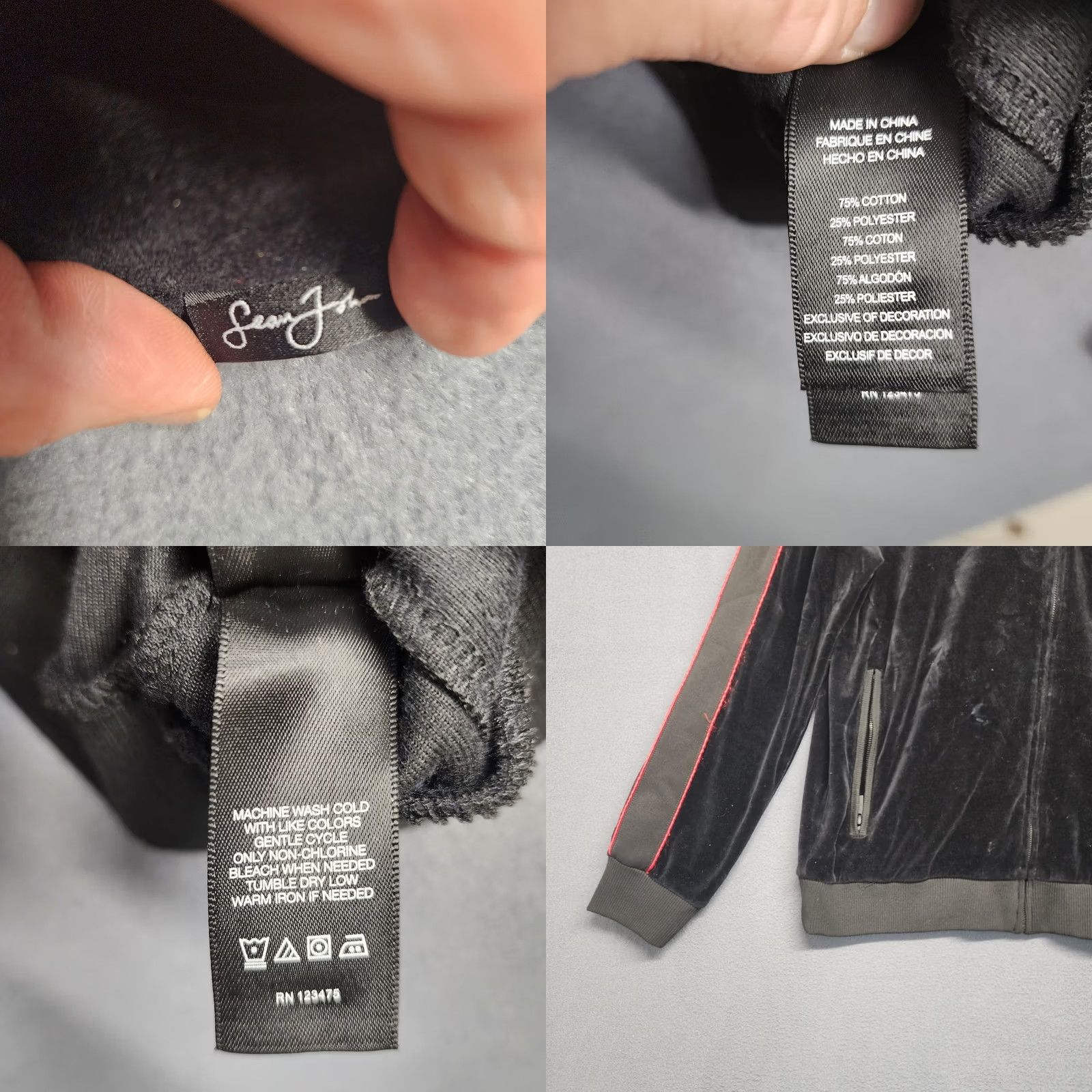 Sean John Sean John Jacket Mens Large Black Velvet Full Zip Pockets Casual Athleisure Size US L / EU 52-54 / 3 - 8 Thumbnail