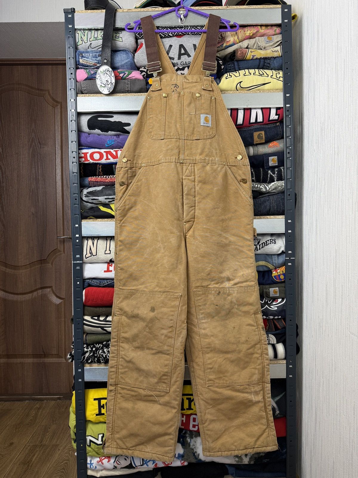 Carhartt Vintage 90s Carhartt Overalls Tan Cotton Canvas Baggy Wide Size US 34 / EU 50 - 1 Thumbnail