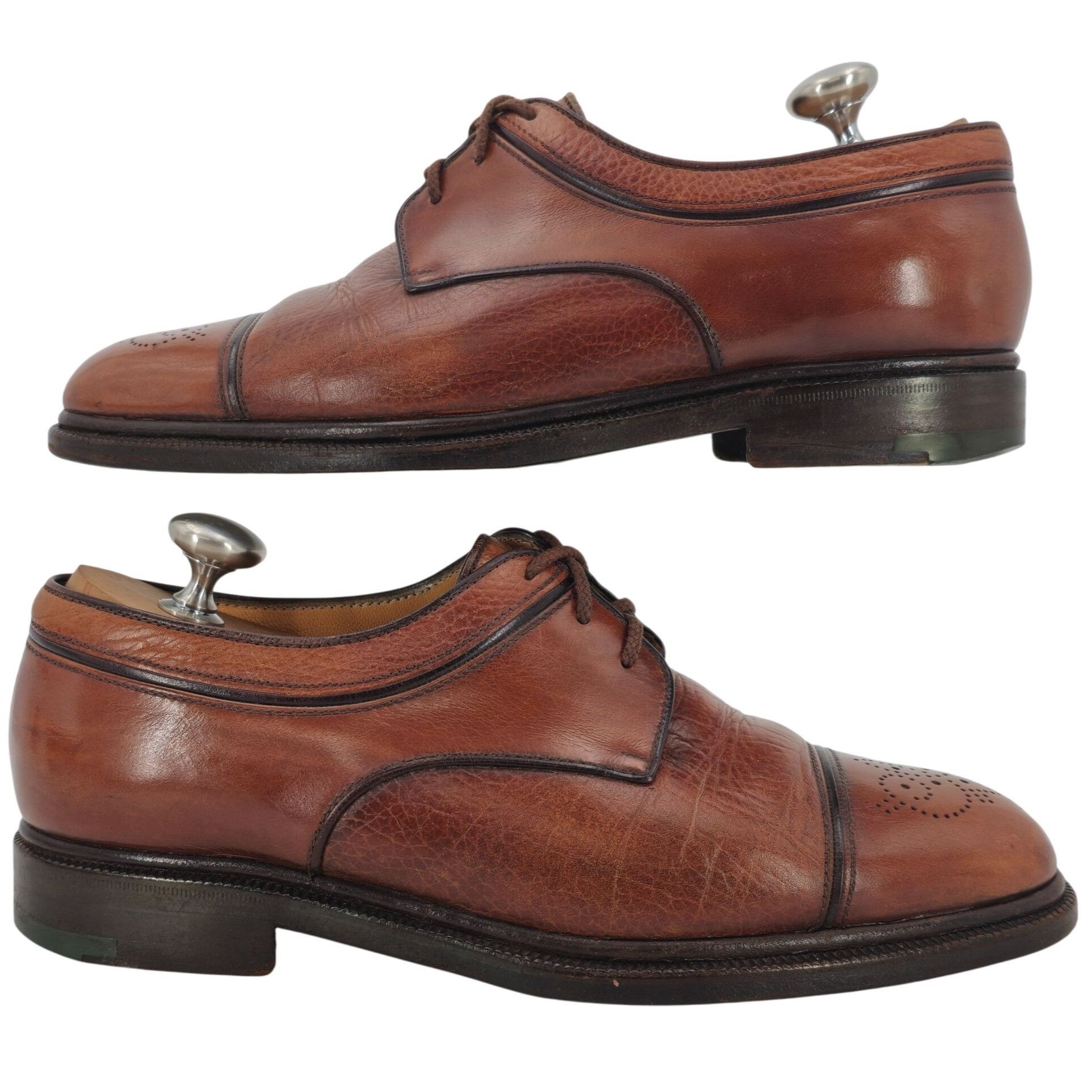 Testoni A. Testoni Italian Cognac Brown Leather Dress Shoes Cap-toe Size US 8 / EU 41 - 3 Thumbnail