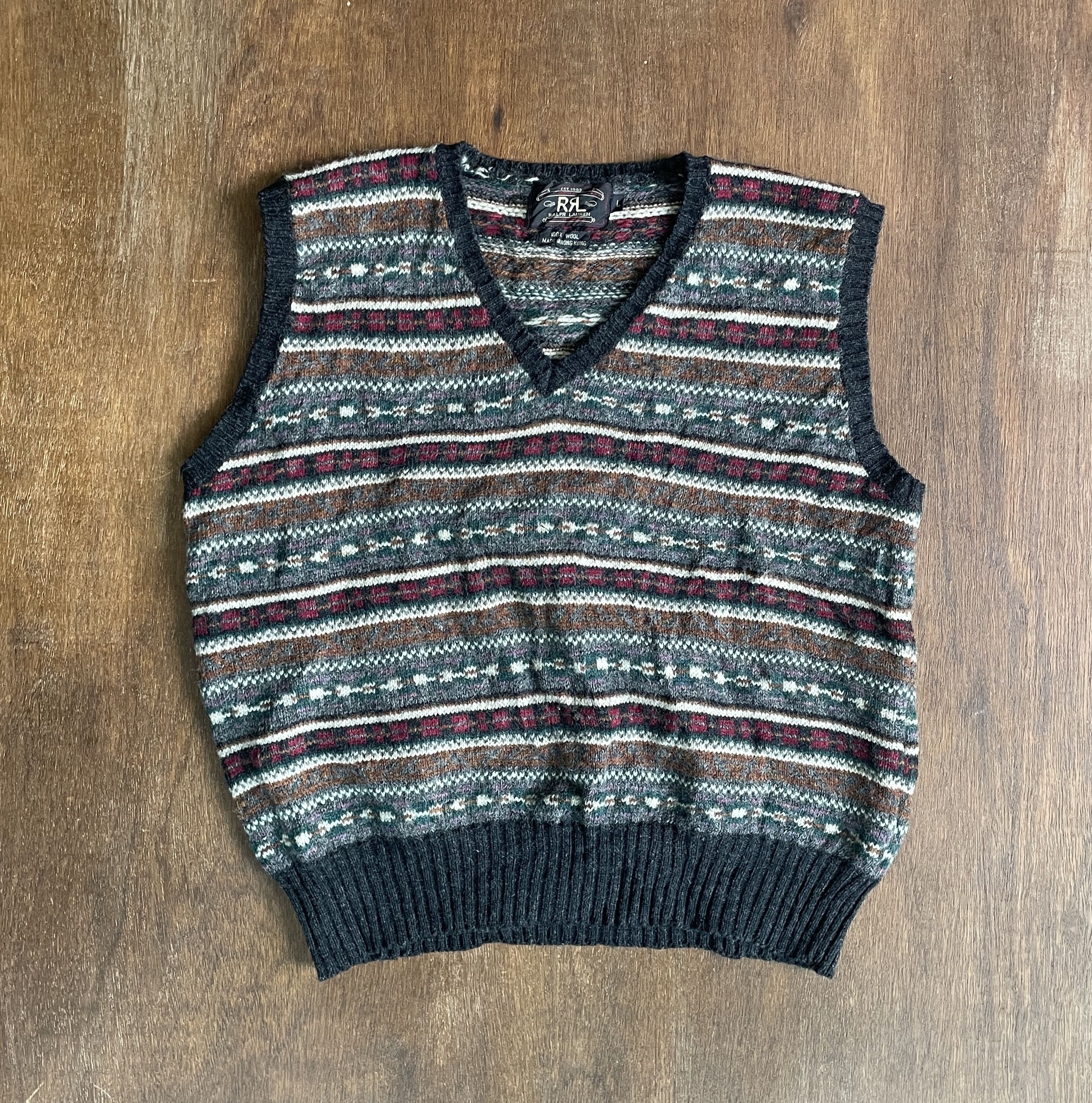 Ralph Lauren Fair Isle Knit Sweater Vest V-Neck Vintage
