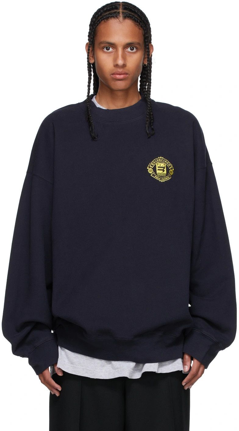 o1mt1gz0524 Hybrid Crewneck Sweater in Navy