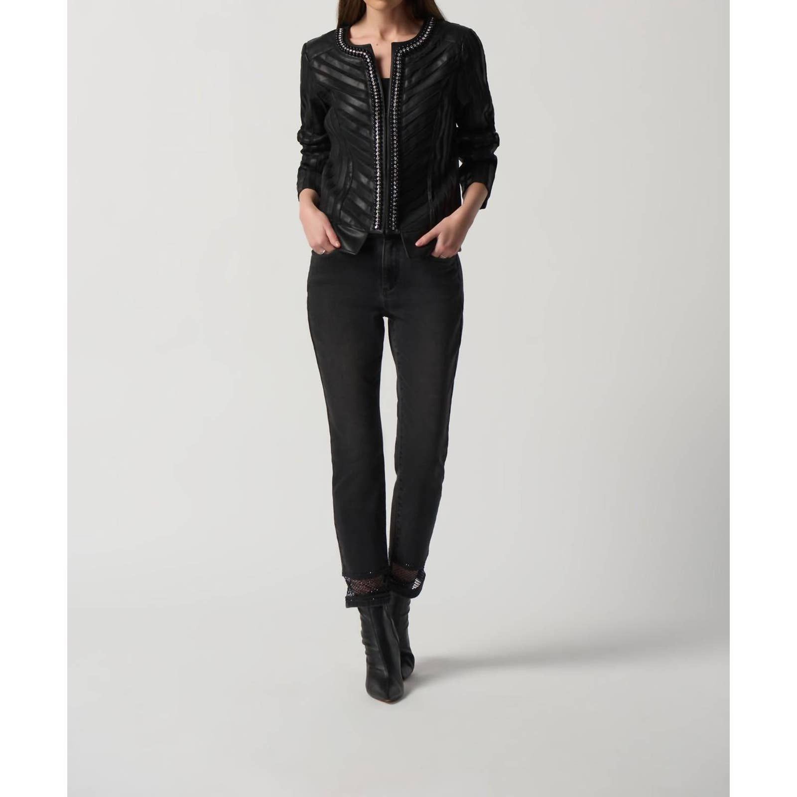Joseph Ribkoff Jackets - Mesh & Leatherette Fitted Jacket FINAL SALE ITEM main image 1