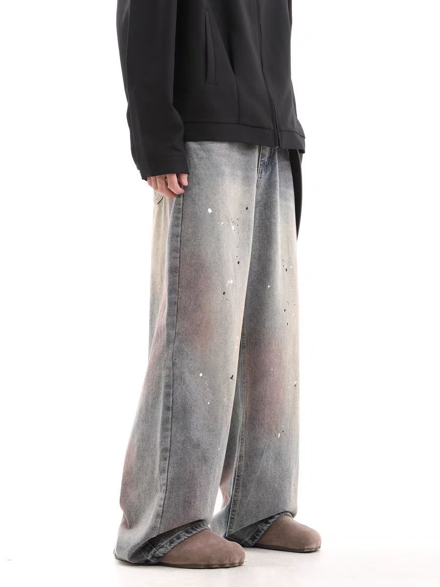 Jean Water-washed ink-splattered design relaxed-fit jeans Size US 32 / EU 48 - 2 Thumbnail