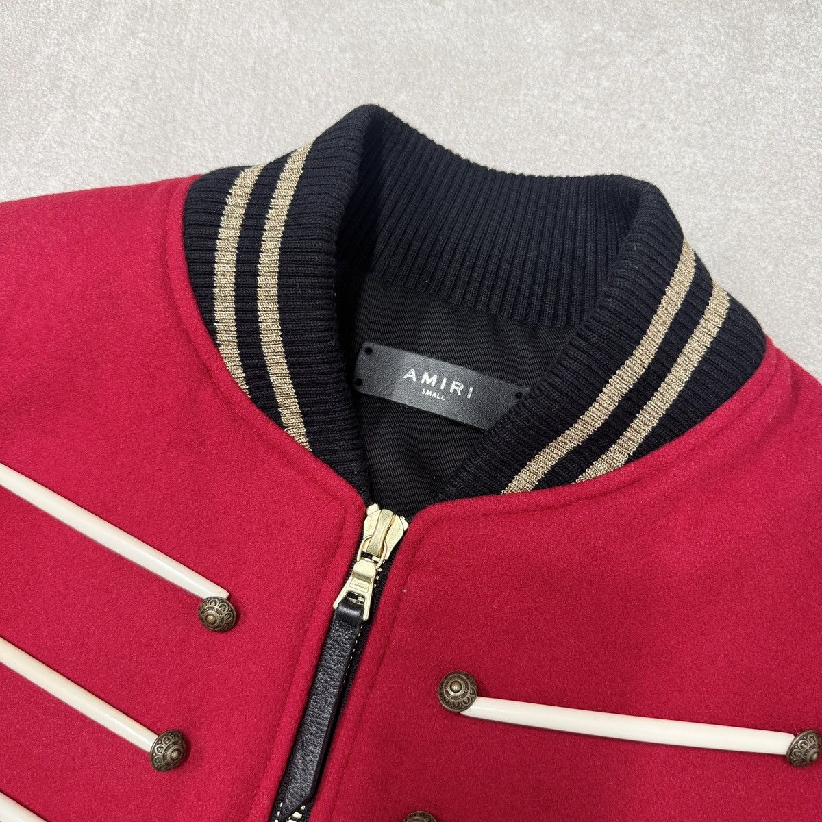 Amiri Amiri Forever Wool Blend Bomber Jacket In Red RRP £1930 Size US S / EU 44-46 / 1 - 7 Thumbnail