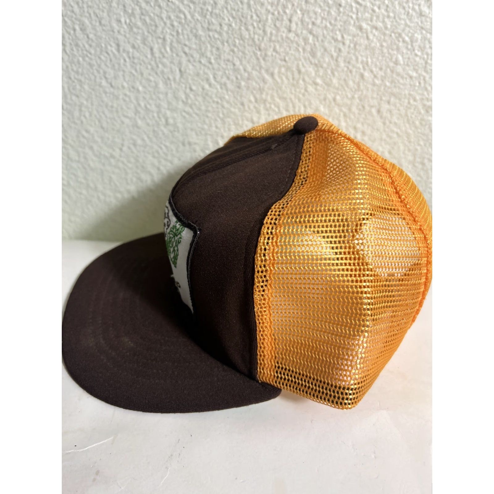 Vintage VINTAGE Trucker Hat Mens One Size Brown Orange Jungle Growth Patch Tiger Adjustable Snapback Size ONE SIZE - 6 Thumbnail