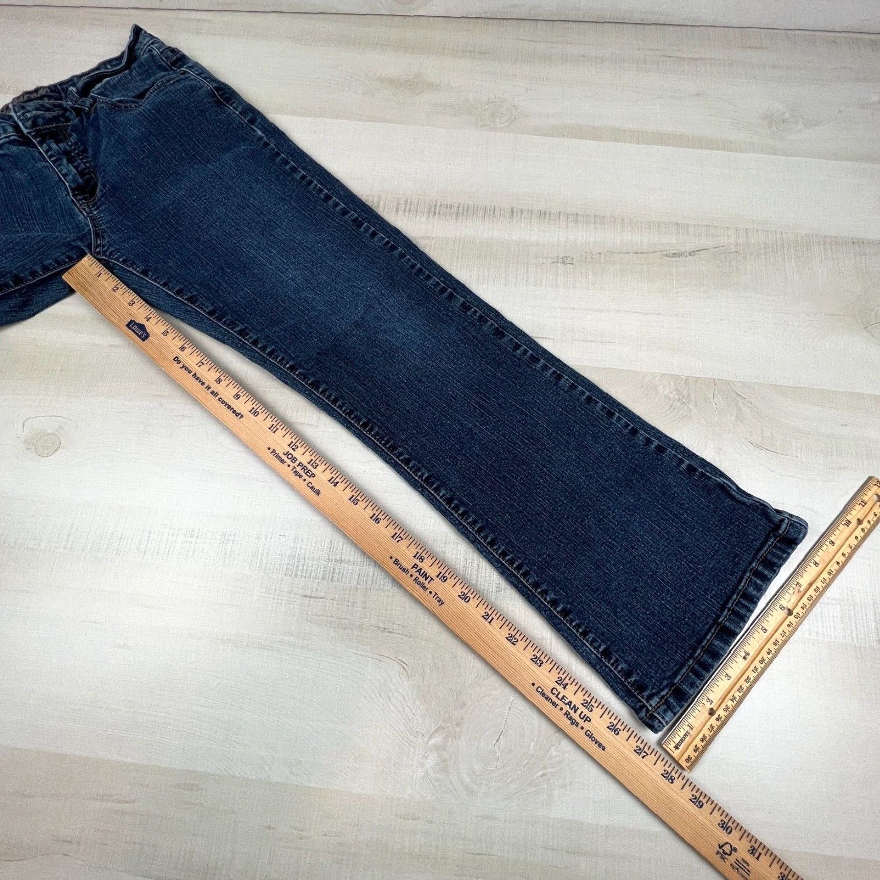 Vintage Flavour Womens Medium Wash Low Rise Bootcut Jeans 10P Blue Petite Cotton Blend Size 32" / US 10 / IT 46 - 7 Thumbnail