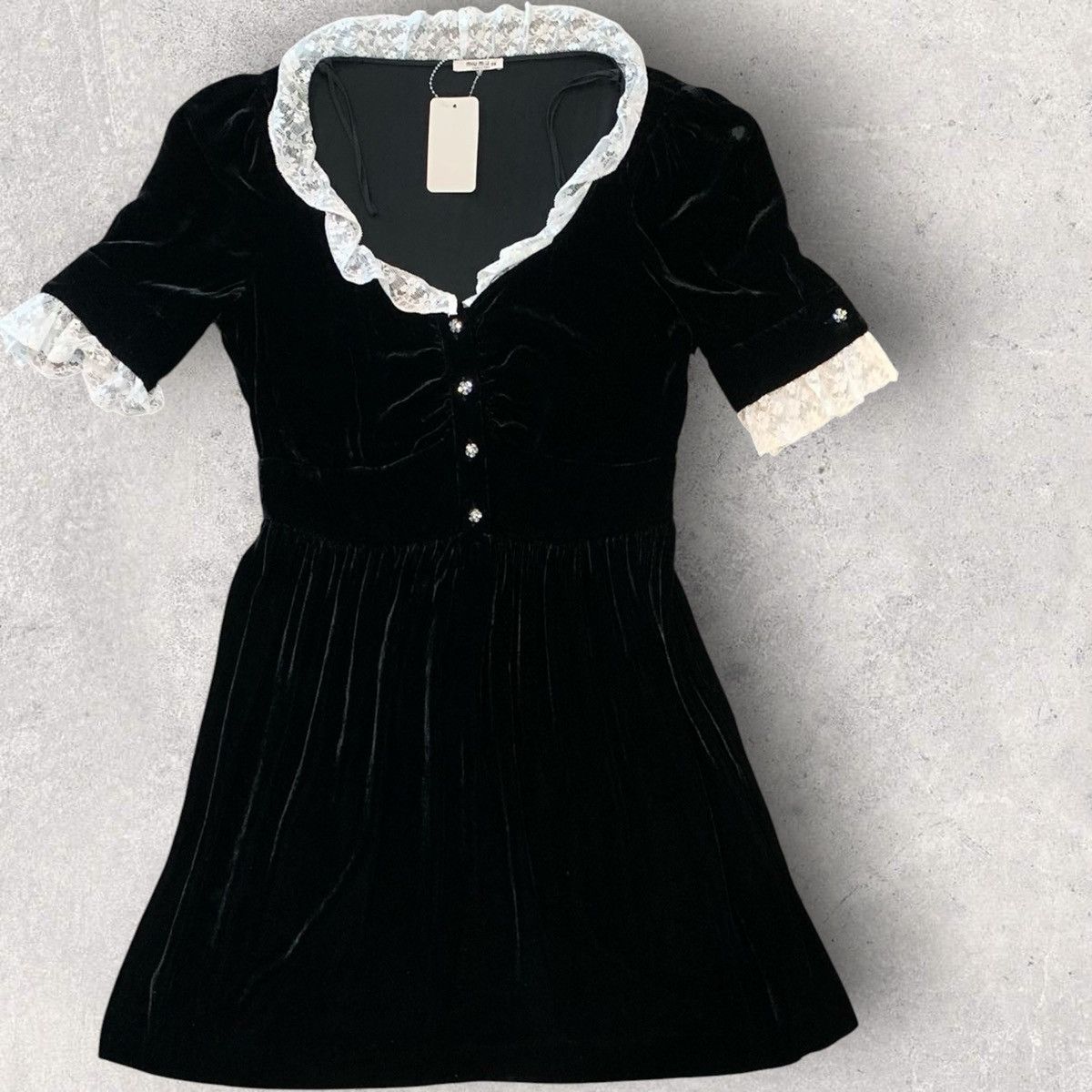 Miu Miu 2019 Miu Miu Crush Velvet and lace Dress Size XS / US 0-2 / IT 36-38 - 2 Thumbnail