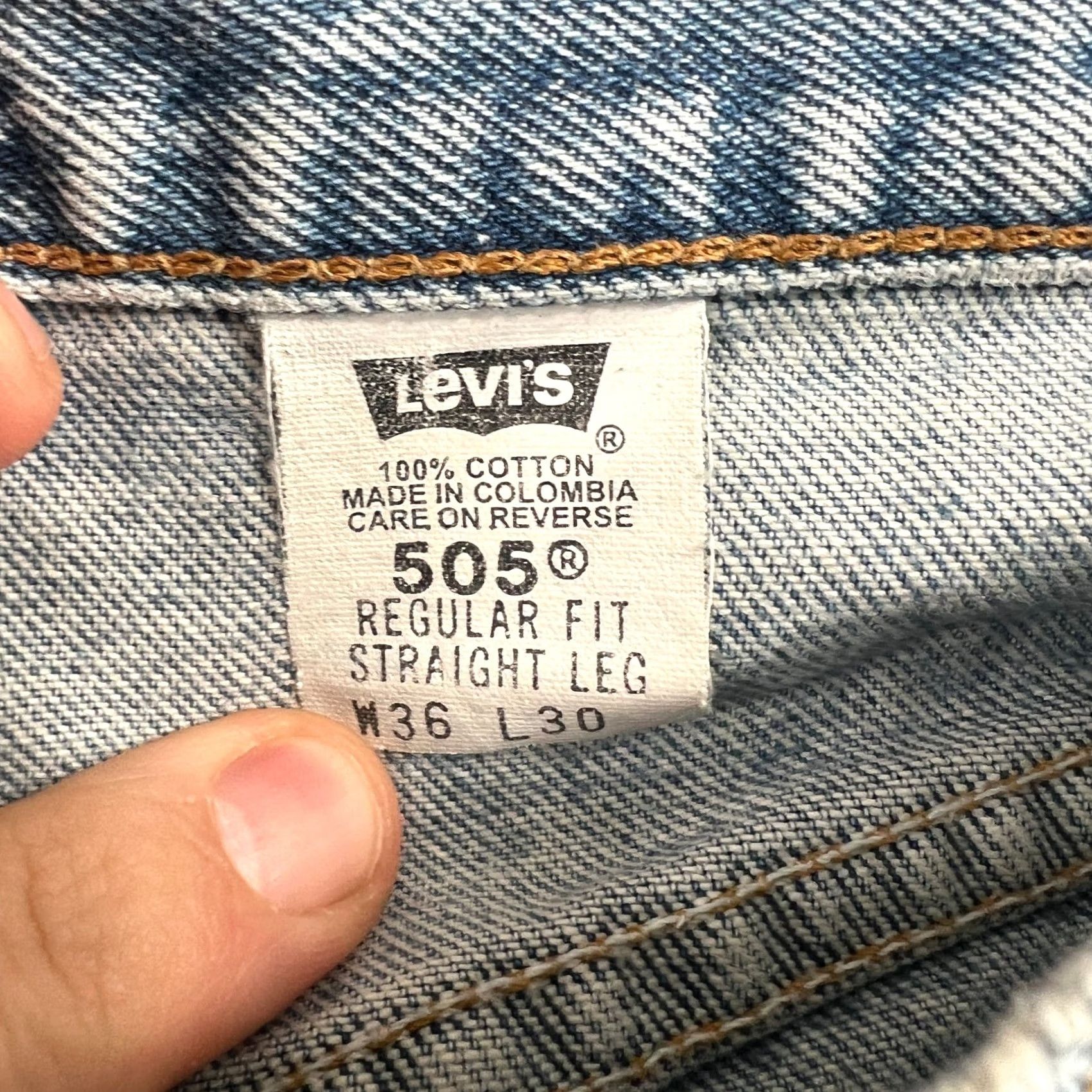 Levi's VINTAGE Levi's 505 Jeans Mens 36x30 Distressed Light Wash Straight Leg Denim Cotton Blue 90s Retro Punk Rock Casual Jeans Mens Size US 36 / EU 52 - 7 Thumbnail