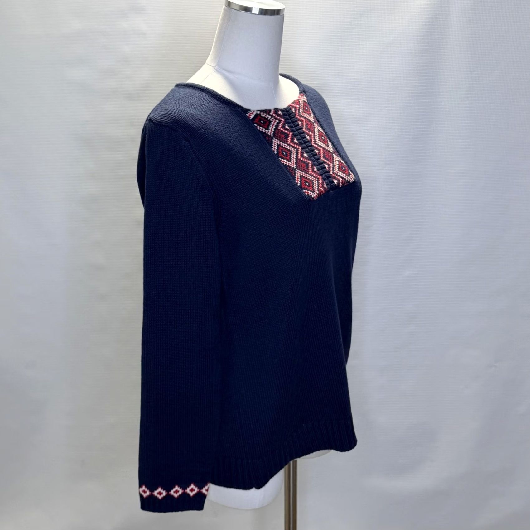 Vintage Vermont Country Store Sweater Womens Medium Blue Fair Isle Knit Pullover Size M / US 6-8 / IT 42-44 - 2 Thumbnail