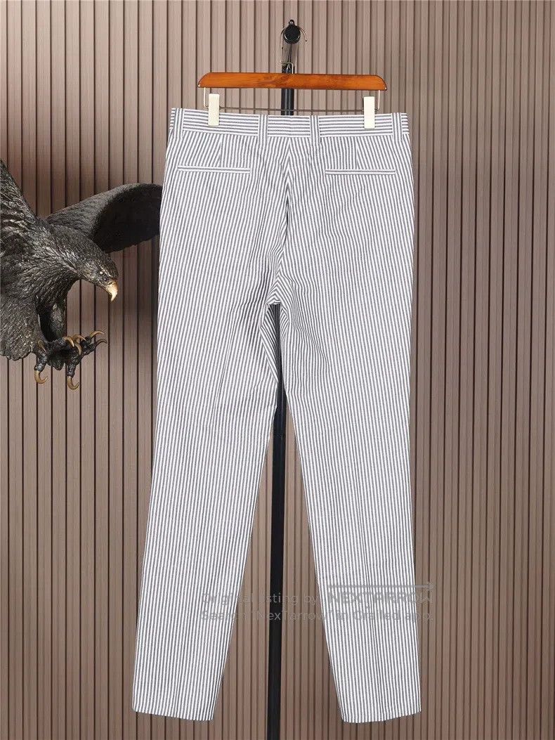 Brunello Cucinelli Brunello Cucinelli Navy and White Striped Casual Pants Size US 36 / EU 52 - 2 Thumbnail
