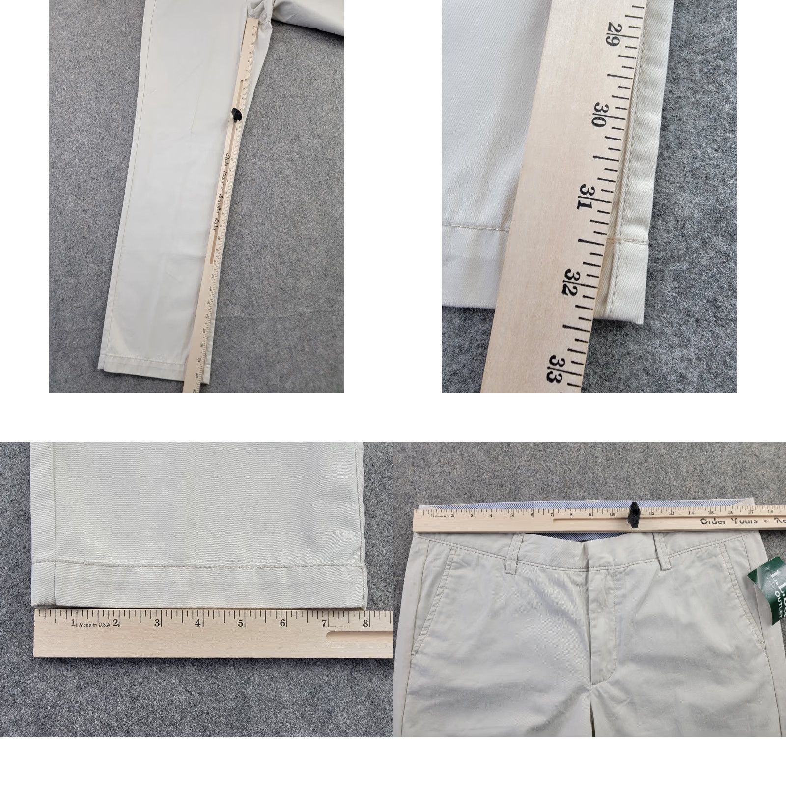 Vintage LL Bean Signature Pants Mens 35x32 Beige Lightweight Chino 100% Cotton Regular Inseam 32 Size US 35 - 9 Thumbnail