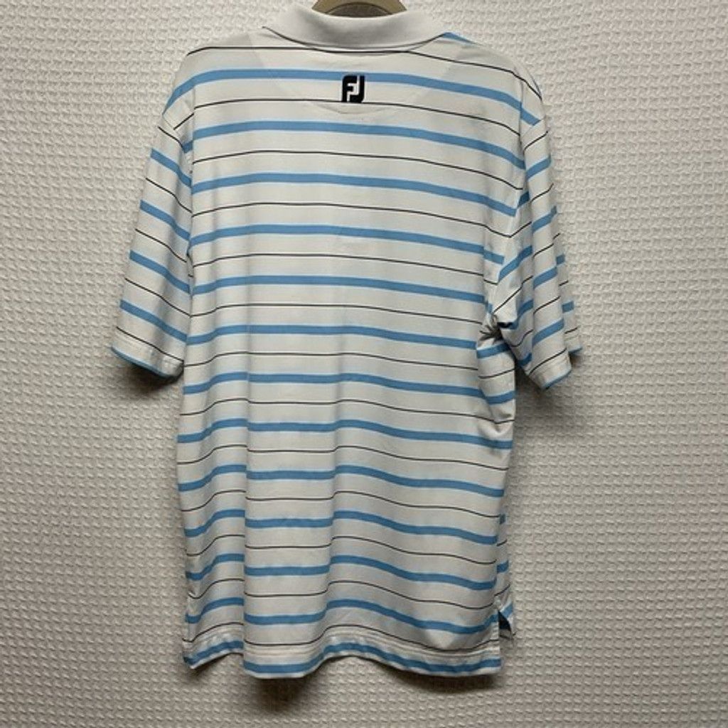 Footjoy FootJoy White/Blue Striped Performance Golf Polo Shirt Men M Size US M / EU 48-50 / 2 - 6 Thumbnail