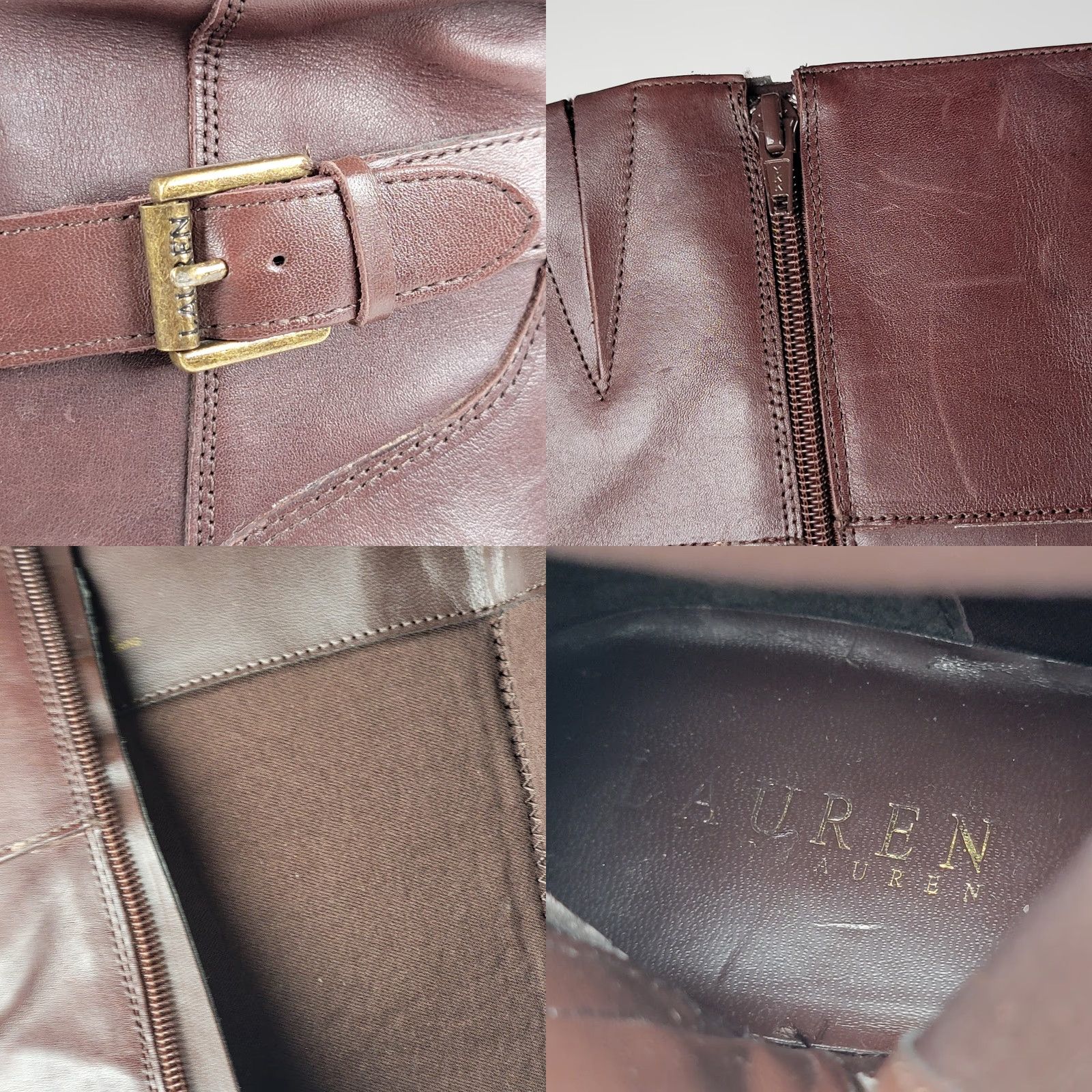 Ralph Lauren RALPH LAUREN Leather Riding Boots Women Size 7.5 M Brown Solid Round Toe Zip Block Heel Riding Boot Winter Fall Spring Women Size US 8 / IT 38 - 10 Thumbnail