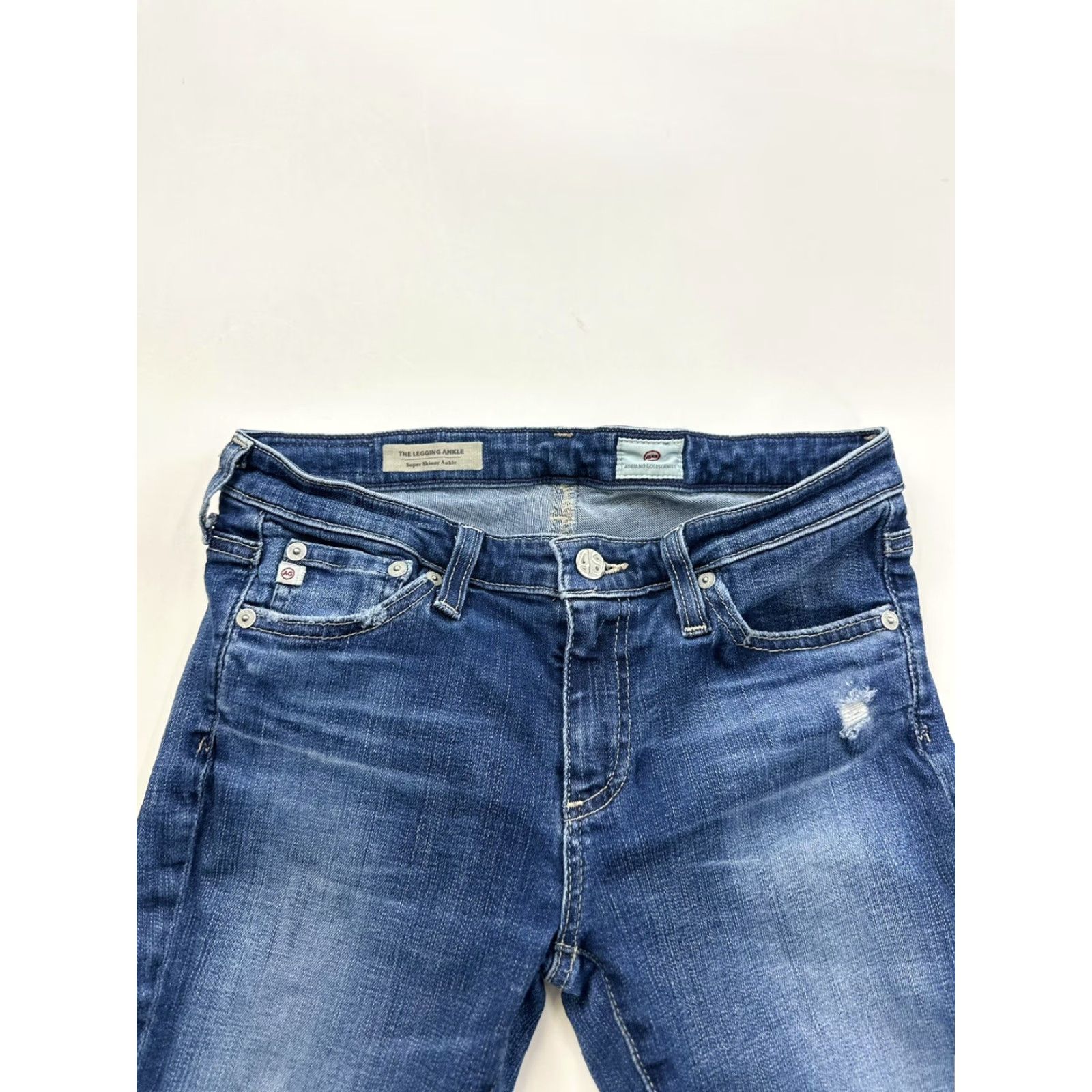 Vintage VINTAGE AG Adriano Goldschmied Jeans Womens 26 Blue The High Rise Abby Ankle Distressed Skinny Hairline-Edge Size 26" / US 2 / IT 38 - 4 Thumbnail
