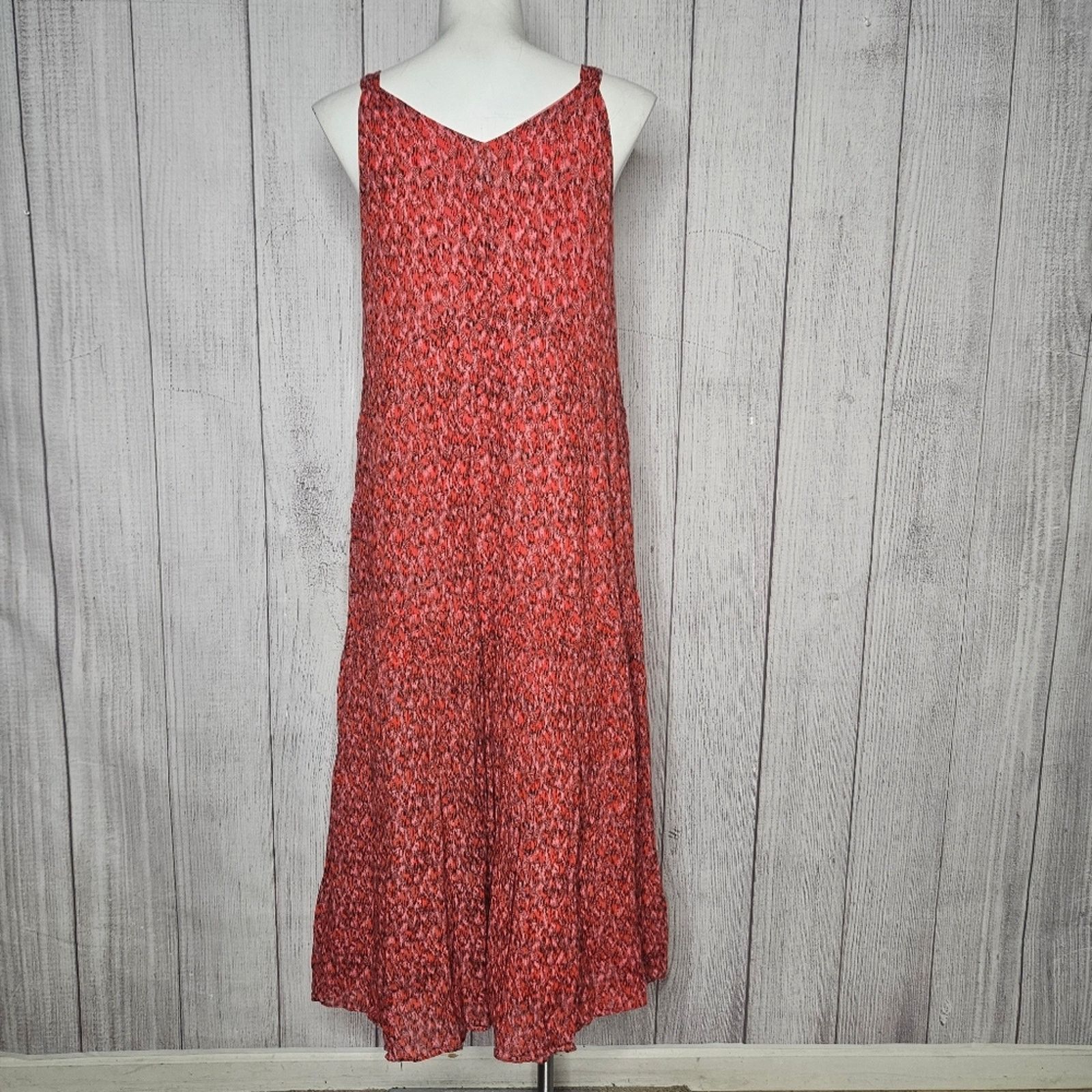 Joie Joie Tiered Maxi Cotton Orange & Pink Leopard Tea Rose Dress Size L / US 10 / IT 46 - 5 Thumbnail
