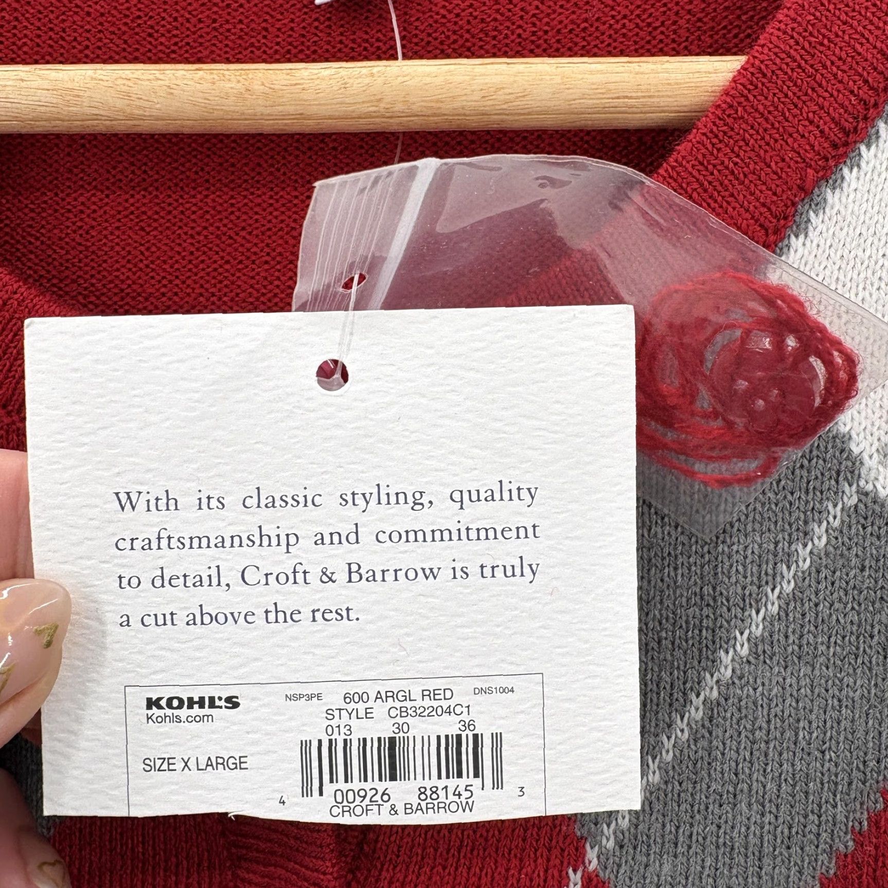 Croft & Barrow Croft & Barrow Cardigan Womens XL Red Argyle Print Button Front Retro Size XL / US 12-14 / IT 48-50 - 5 Thumbnail