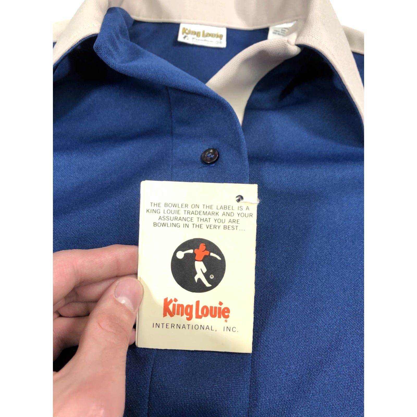 VINTAGE King Louie Shirt Womens 34 Blue 1960s Racine Wis. Lake-Air Advertising Bowling Shirt 60s 34 BT23