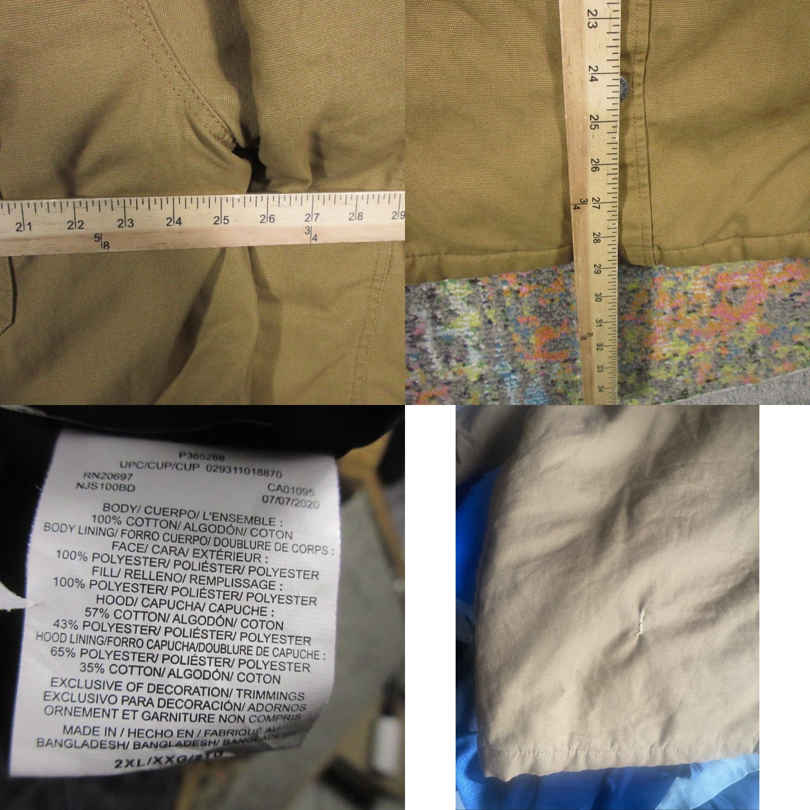 Dickies Dickies Jacket Mens 2XL Hooded Canvas Insulated Work Coat Brown Zip Snap Full Zip Pockets Size US XXL / EU 58 / 5 - 8 Thumbnail
