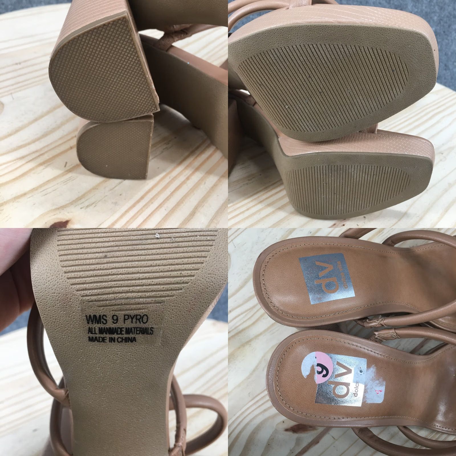Dolce Vita DV by Dolce Vita Sandals Womens 9 Pyro Block High Heels Slide Beige Faux Leather Size US 9 / IT 39 - 9 Thumbnail