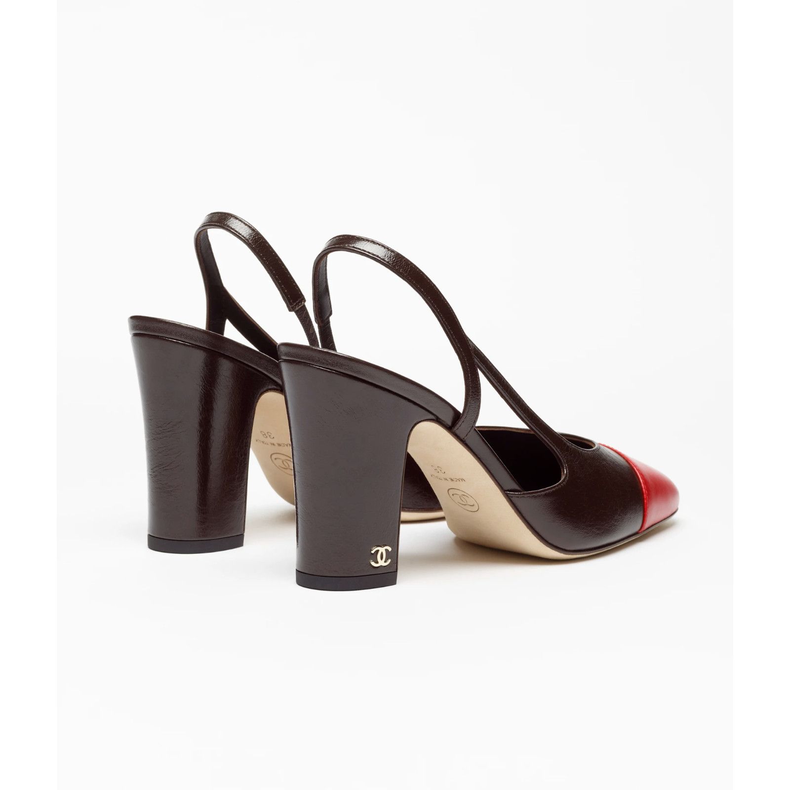 Chanel Chanel Dark Brown Red CC Slingback Block Heel Pump 41c Size US 11 / IT 41 - 15 Thumbnail