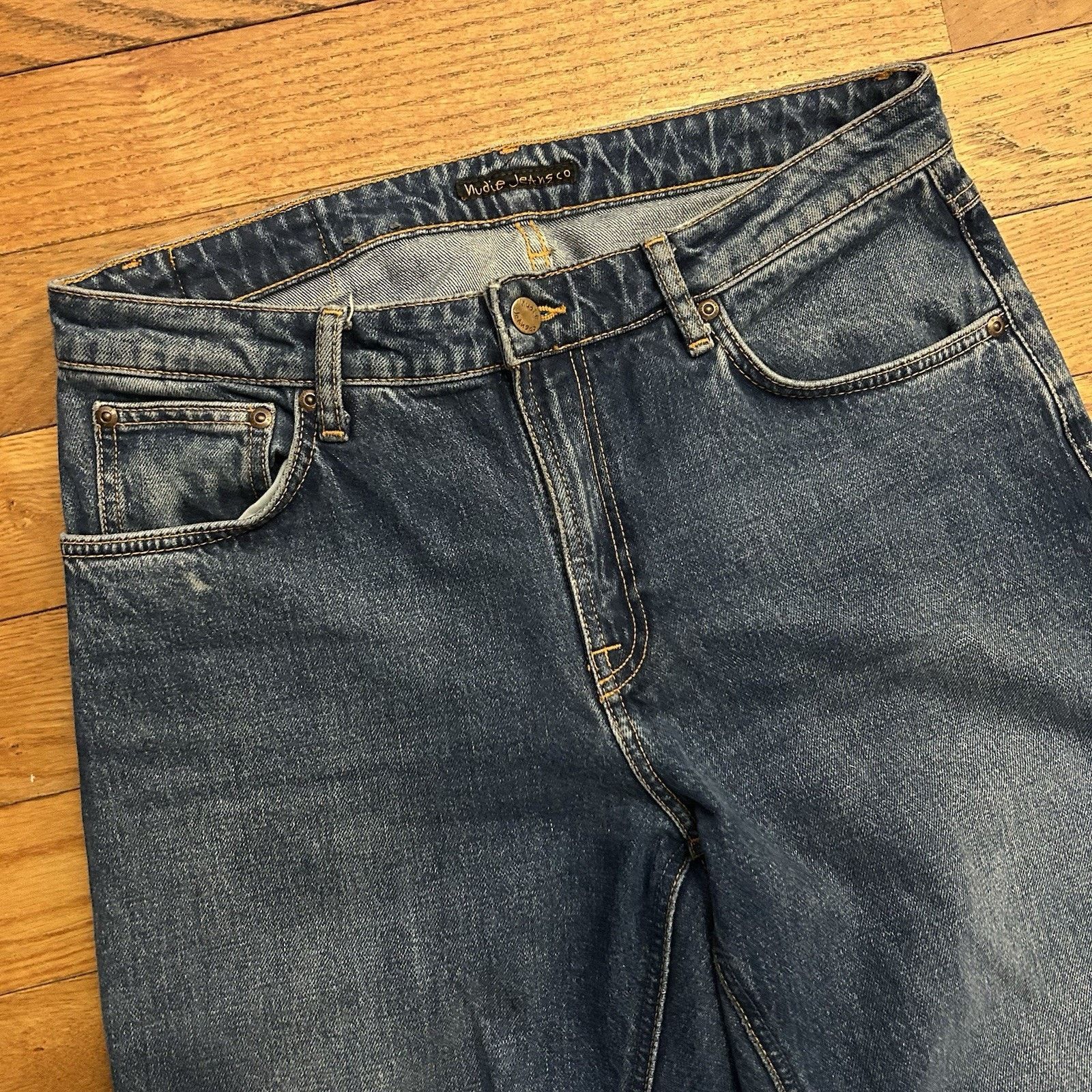 Nudie Jeans Straight Sally Indigo Autumn Blue Stretch Jeans 32x30 Size 32" / US 10 / IT 46 - 2 Thumbnail