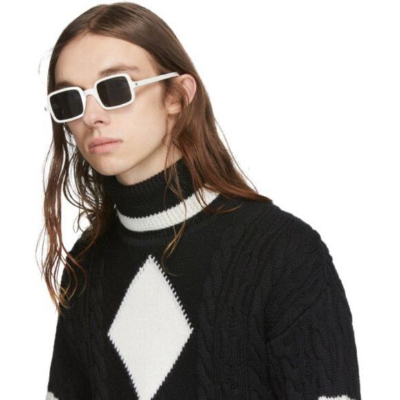 Saint Laurent Paris Saint Laurent SL332 003 Sunglasses Ivory Rectangle Frame Size ONE SIZE - 3 Thumbnail