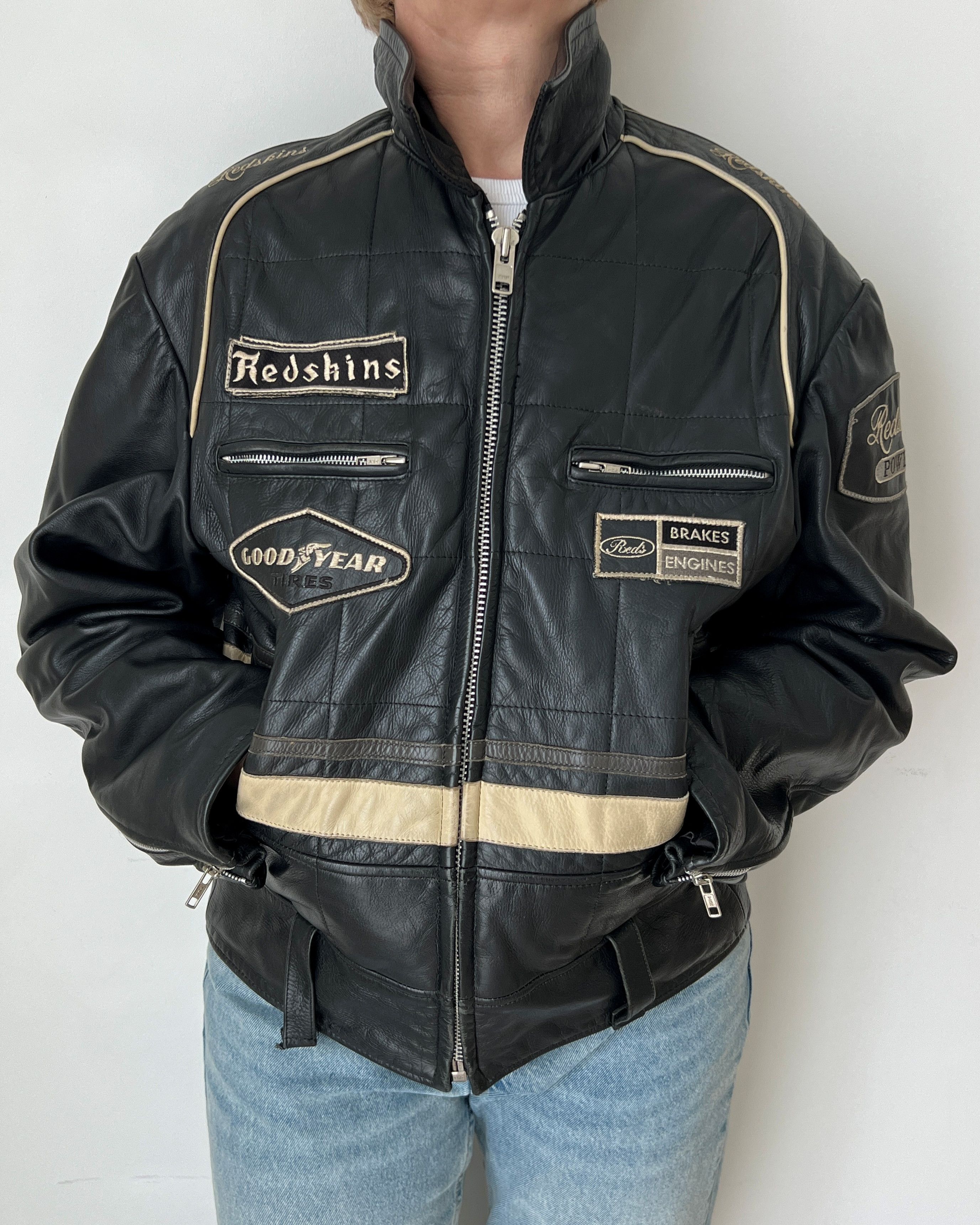 Other VINTAGE Y2K RED SKINS MOTORCYCLE BIKER LEATHER JACKET Size L / US 10 / IT 46 - 4 Thumbnail