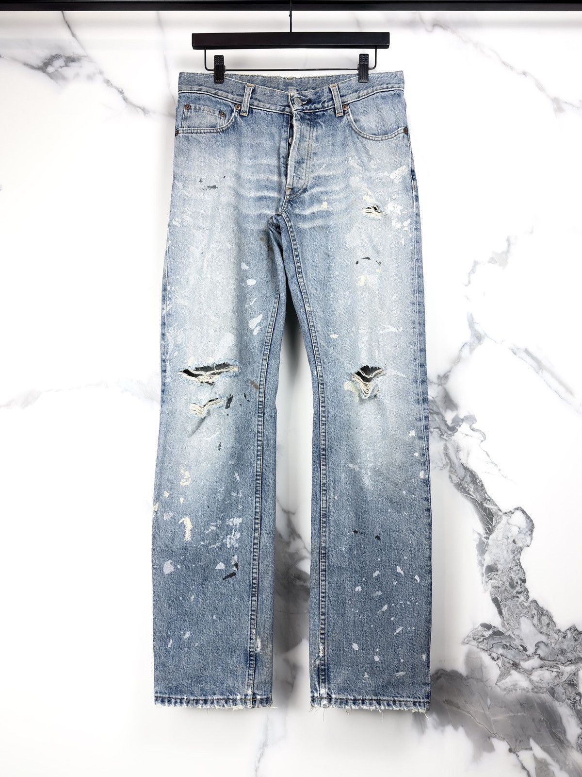 Helmut Lang SS98 Helmut Lang Vintage Faded Painter Denim Jeans Size US 31 - 1 Thumbnail