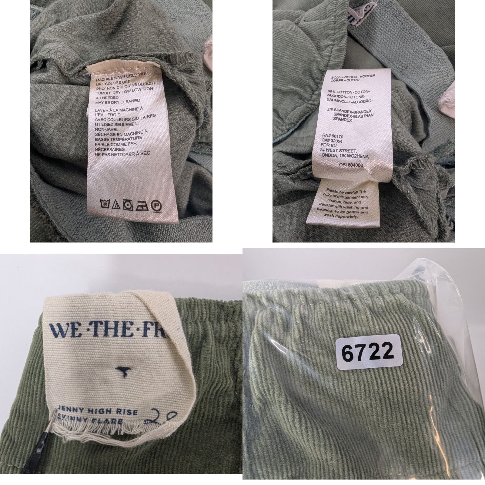 Free People Free People Pants Women 28 Green Corduroy Skinny Flare Ribbed Jenny High Rise Size 28" / US 6 / IT 42 - 9 Thumbnail