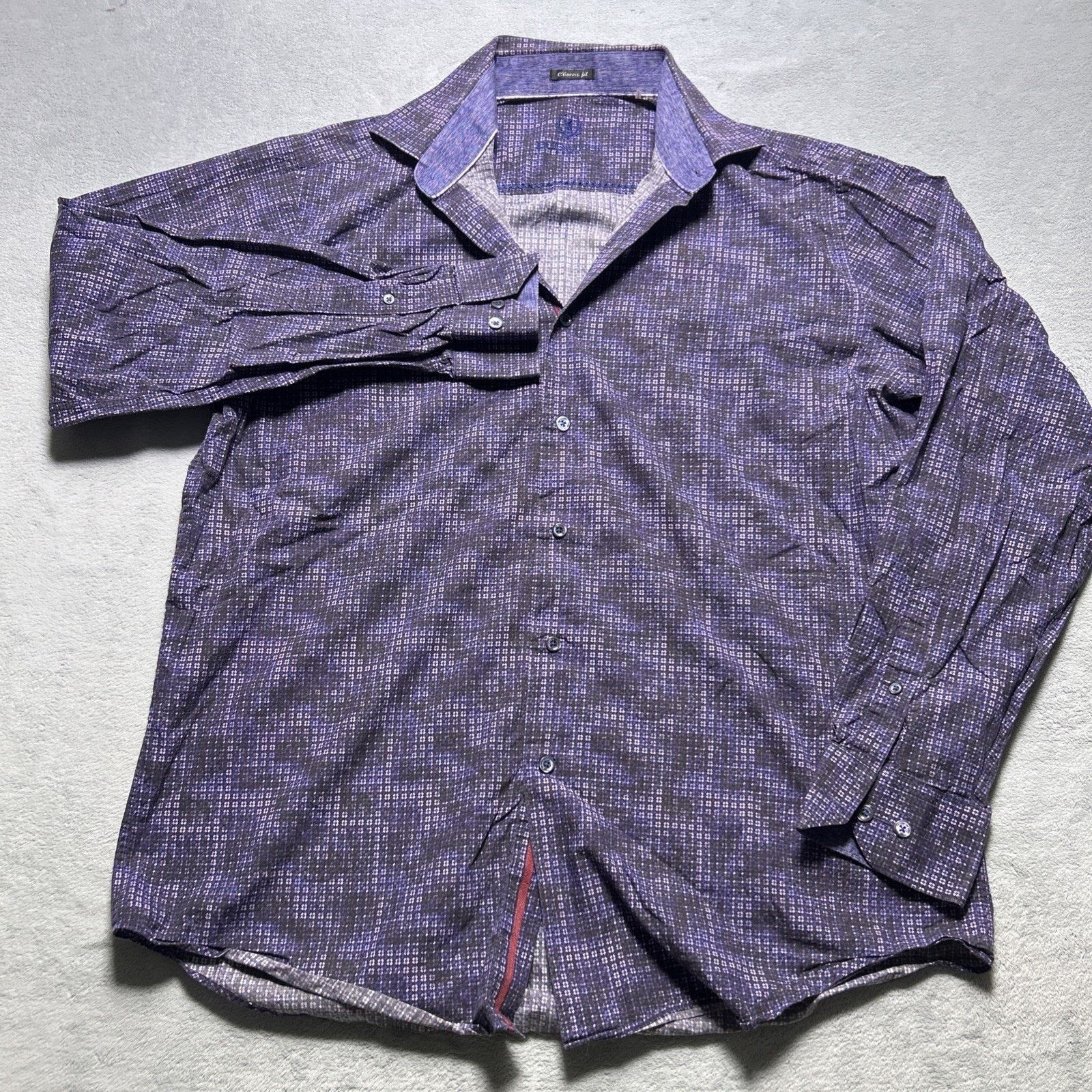 BUGATCHI Bugatchi Button Up Shirt Mens Large Scales Fancy Long sleeve Size US L / EU 52-54 / 3 - 9 Thumbnail