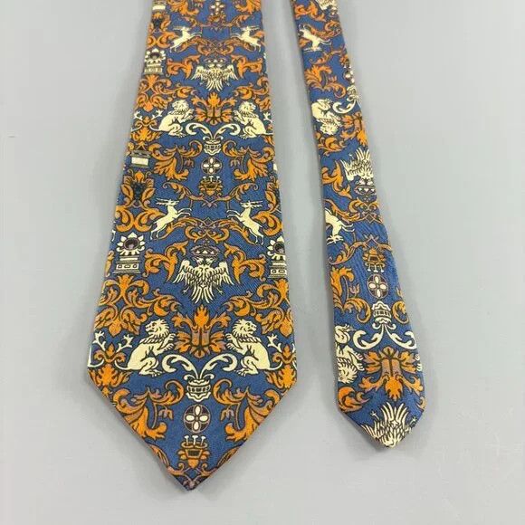 Other Past Times Blue / Orange /Cream w/ Animals Men's Tie Size ONE SIZE - 2 Thumbnail