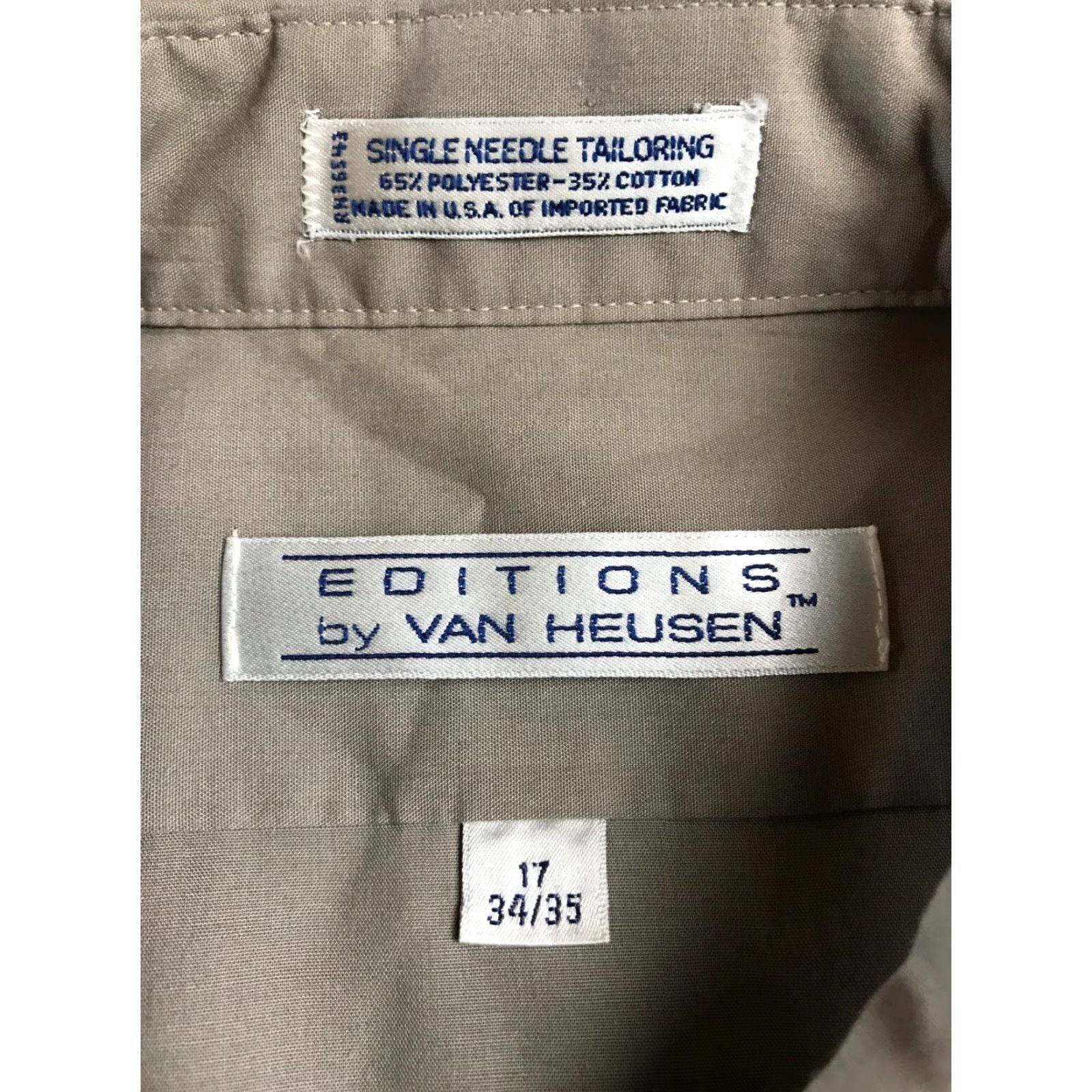 Van Heusen Van Heusen Shirt Editions, Men's 17 34/35, Tan, Single Needle Tailoring Size US XL / EU 56 / 4 - 5 Thumbnail