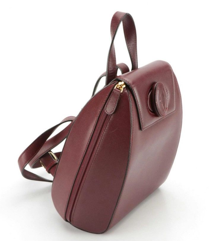 Cartier Cartier Bordeaux Leather Backpack – Gold-Tone Hardware Size ONE SIZE - 2 Thumbnail