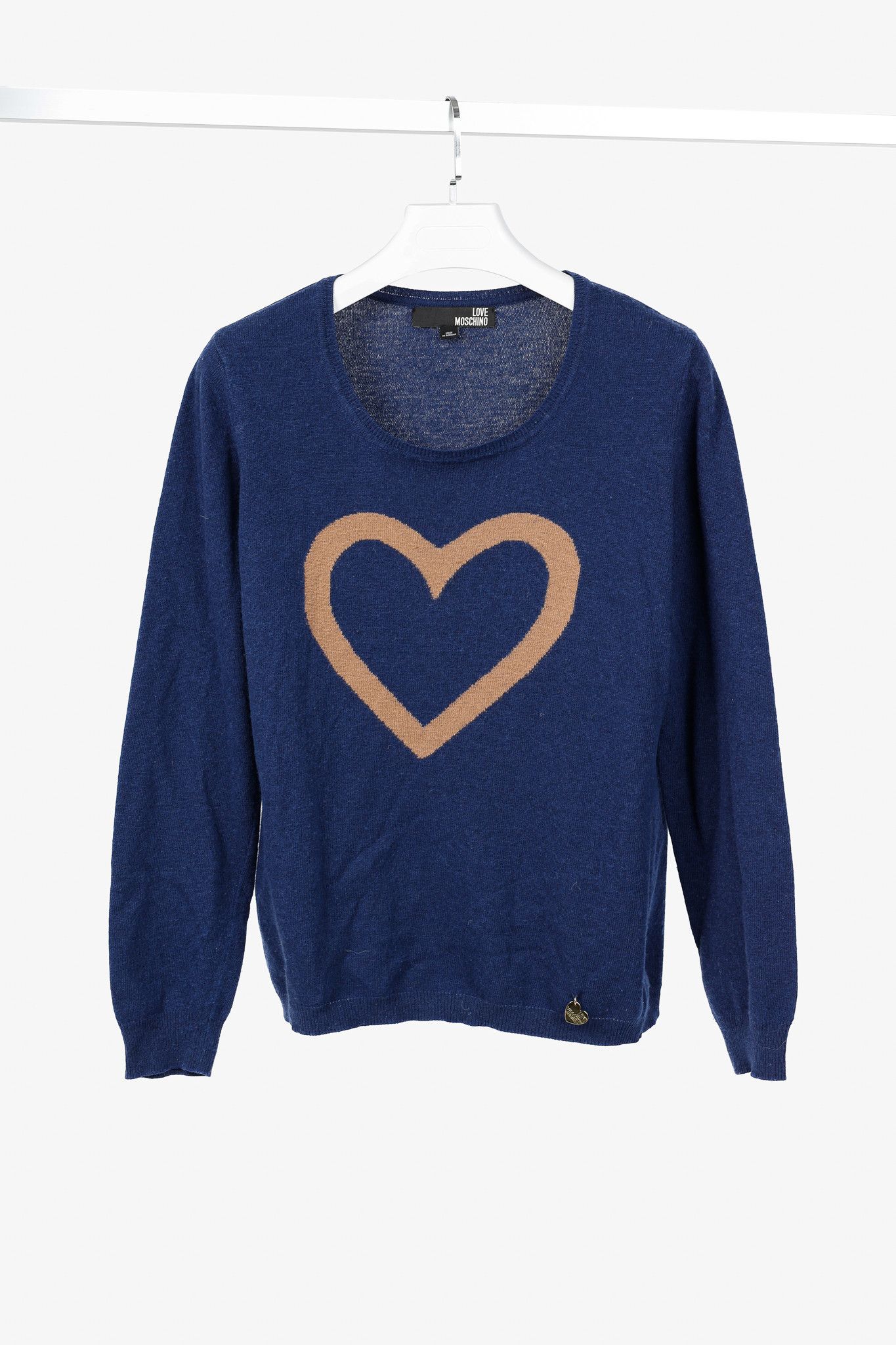 Love Moschino Love Moschino Dark-Blue Wool-Blend Heart Sweater Size M / US 6-8 / IT 42-44 - 1 Thumbnail