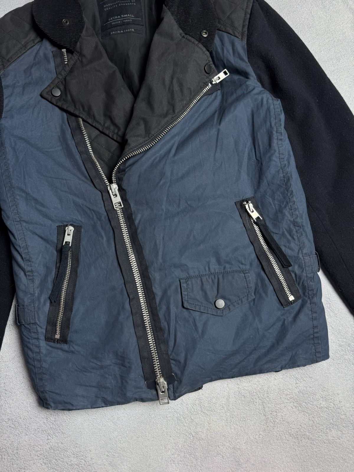 Allsaints Allsaints Women’s Biker Wax Cotton Jacket Wool Sleeves Size S / US 4 / IT 40 - 5 Thumbnail