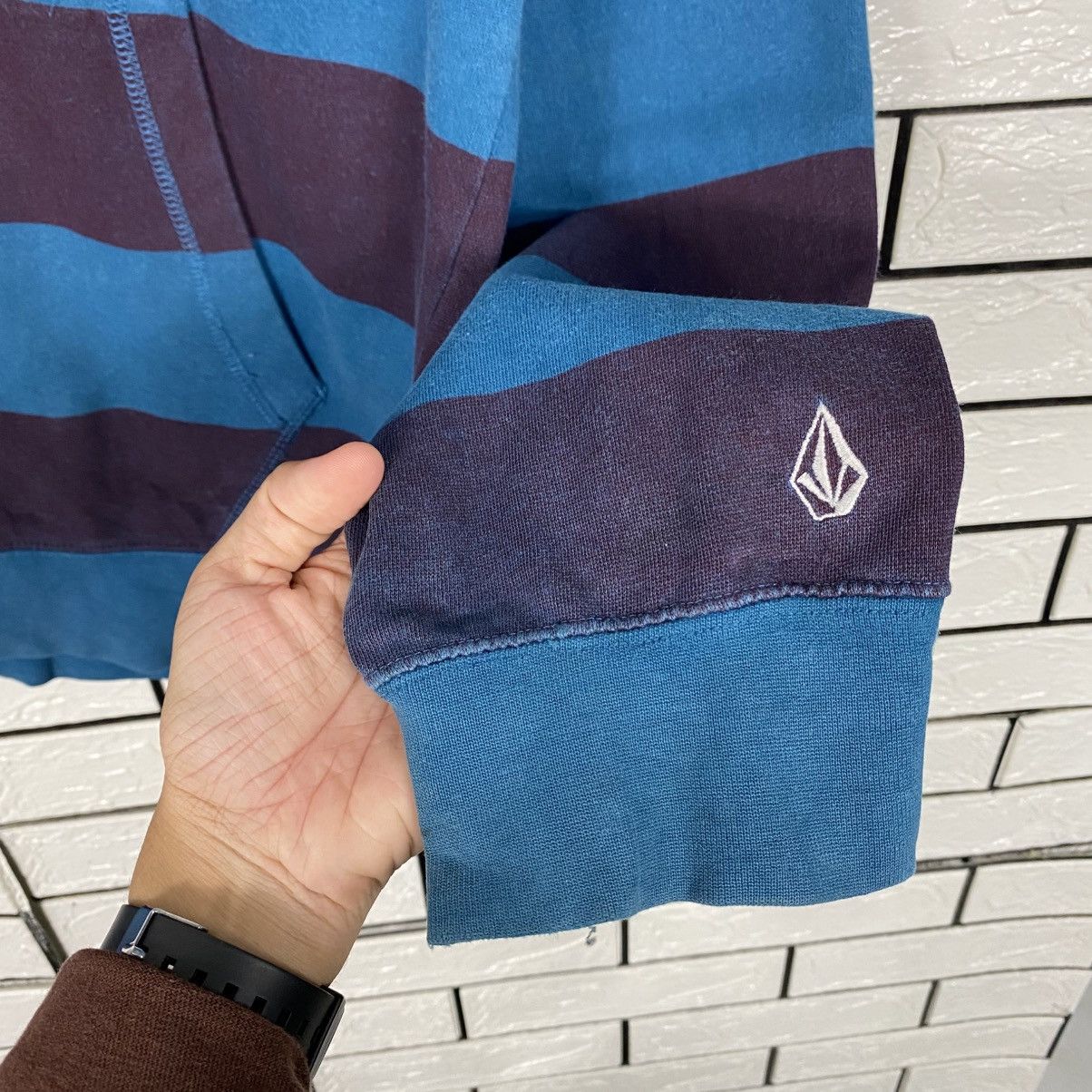 Japanese Brand Striped Zipper Jacket Volcom Biker Punk Style Size US XL / EU 56 / 4 - 17 Thumbnail