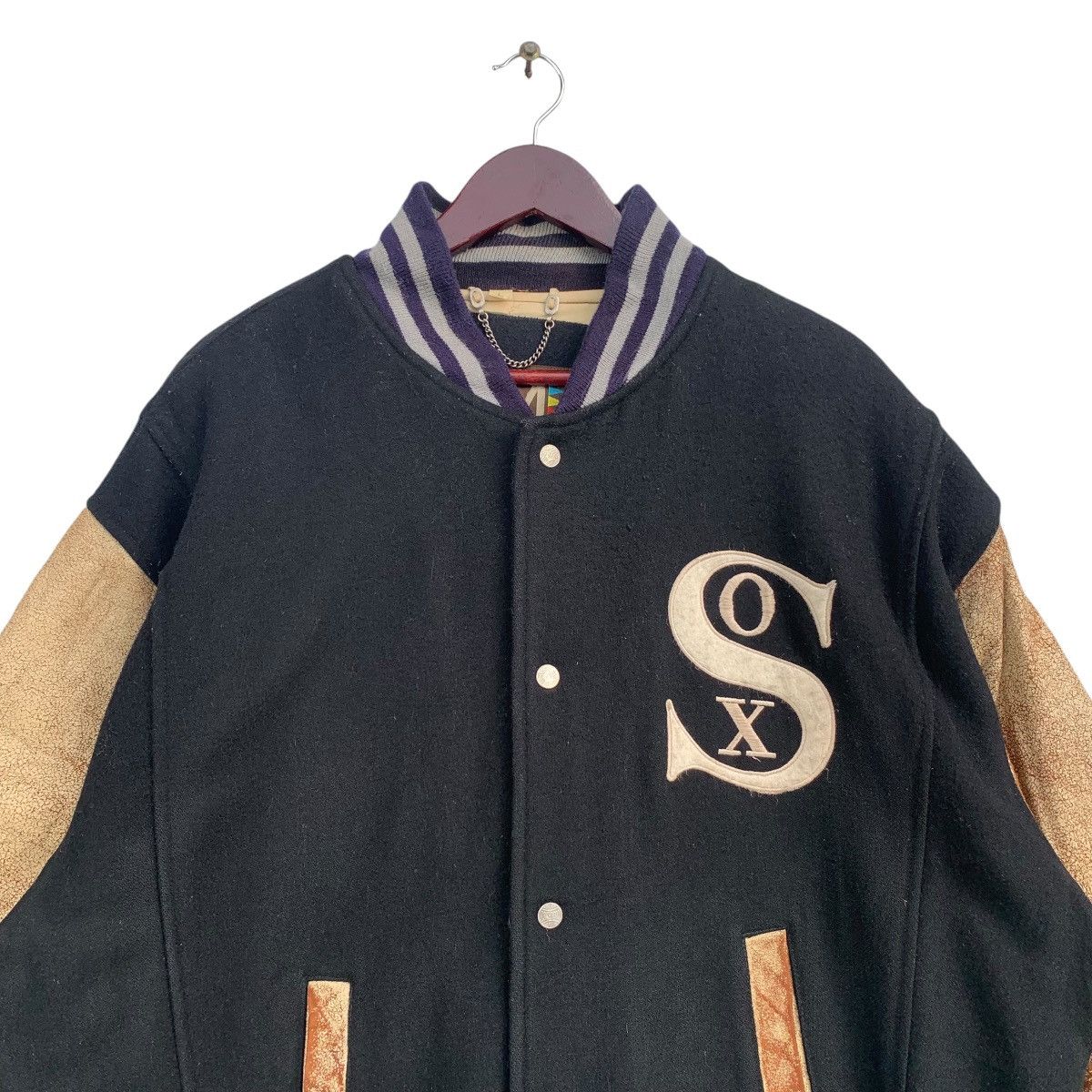 MLB × Mirage × Vintage Vintage White Sox Baseball Team Varsity Bomber Wool Leather Size US L / EU 52-54 / 3 - 6 Thumbnail