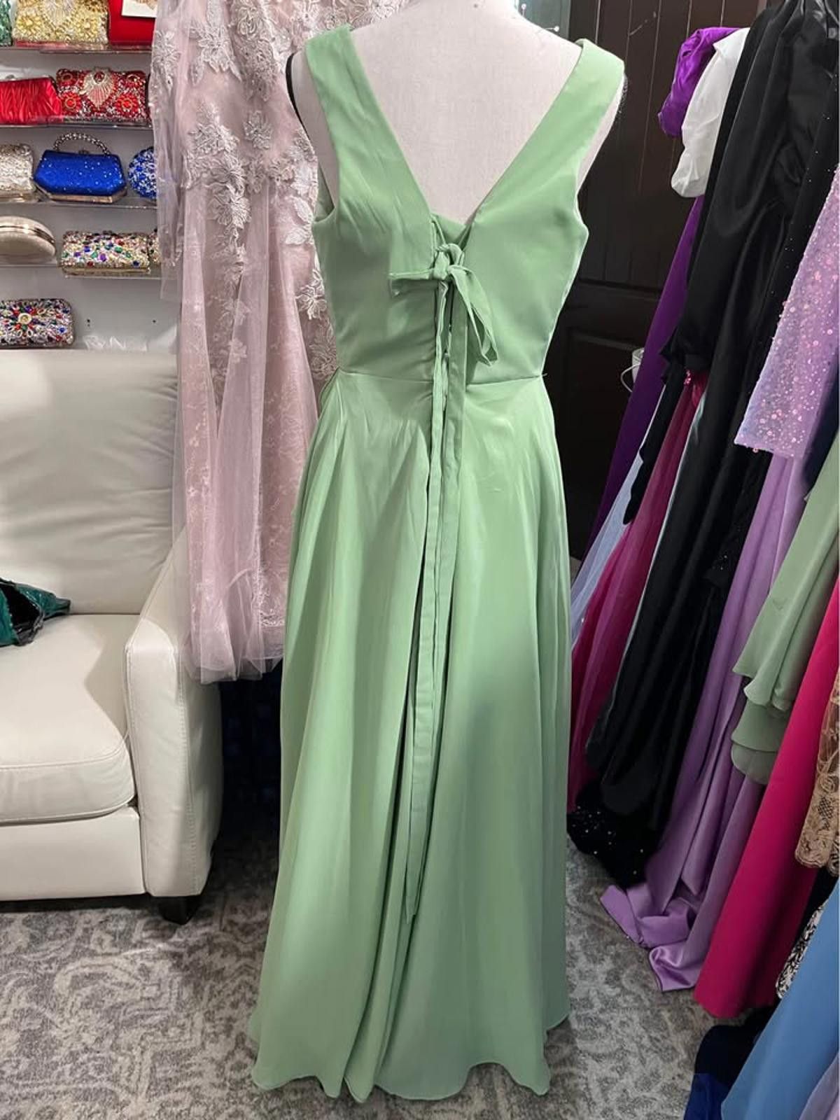 Other Seafoam green chiffon gown with corset back Size M / US 6-8 / IT 42-44 - 4 Thumbnail