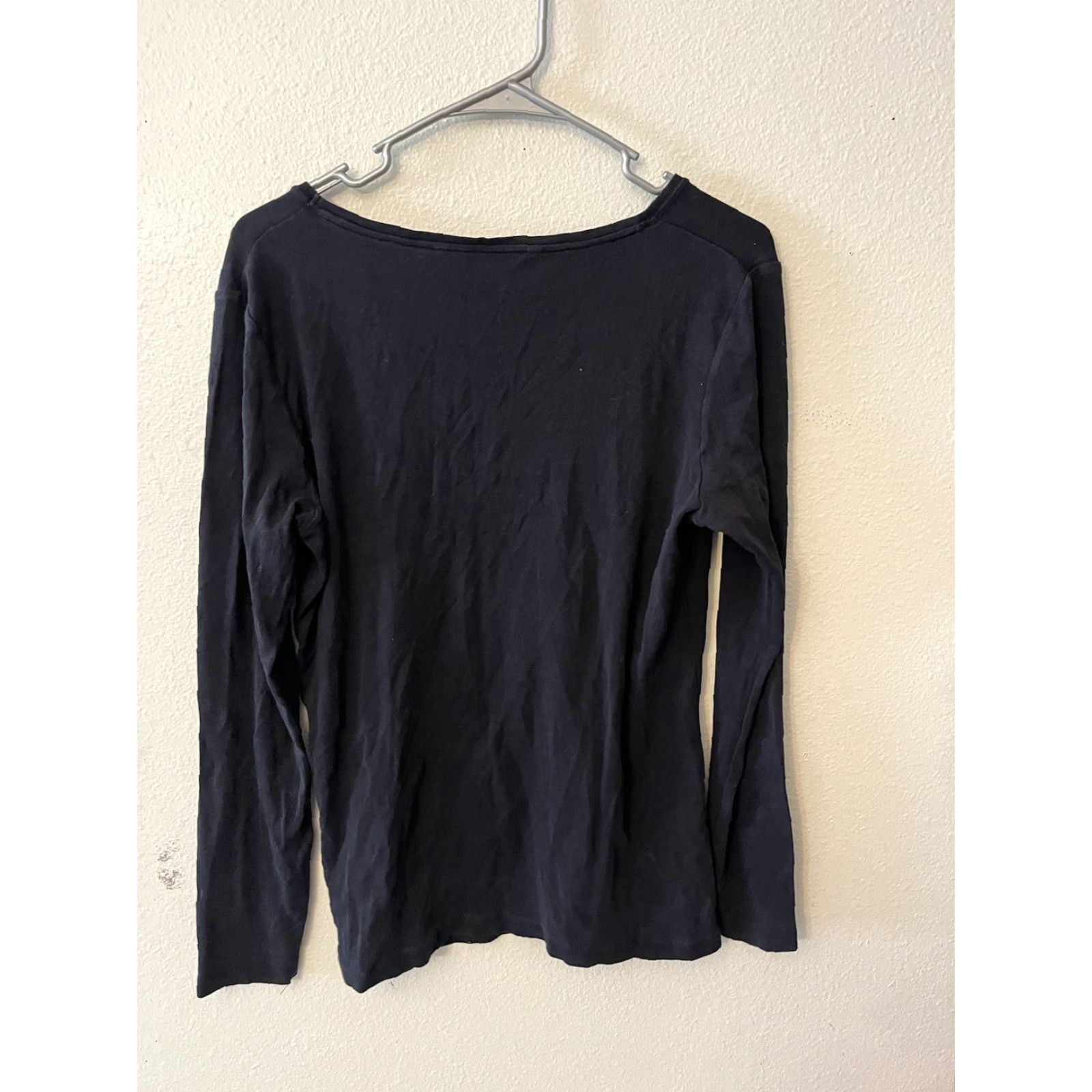 H&M H&M Shirt Women XL Black Long Sleeve V-Neck Organic Cotton Regular Fit Womens Size XL / US 12-14 / IT 48-50 - 3 Thumbnail
