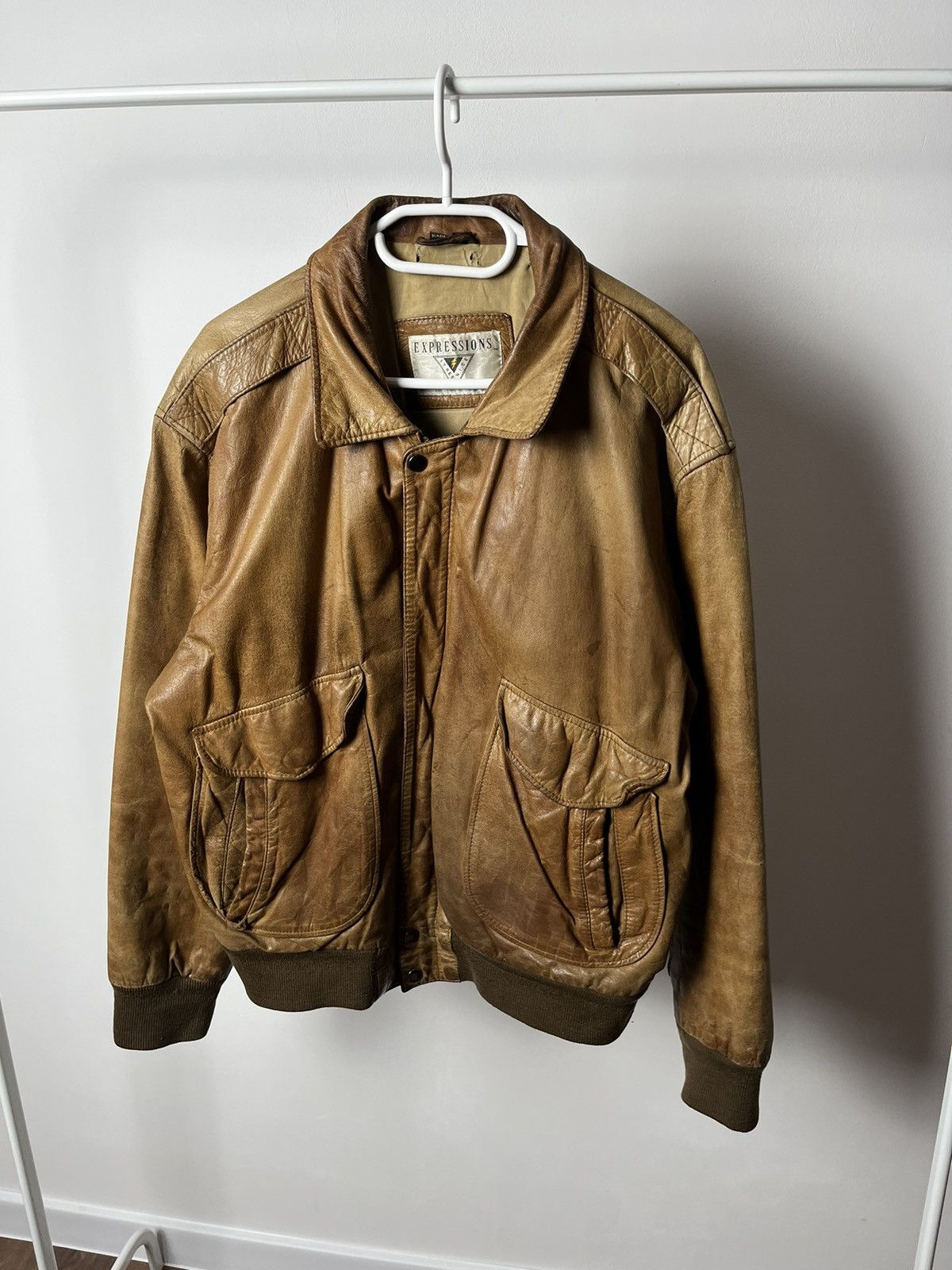 Japanese Brand × Vintage Vintage Brown Leather Boxy Bomber Jacket Kanye West Style Size US XL / EU 56 / 4 - 3 Thumbnail