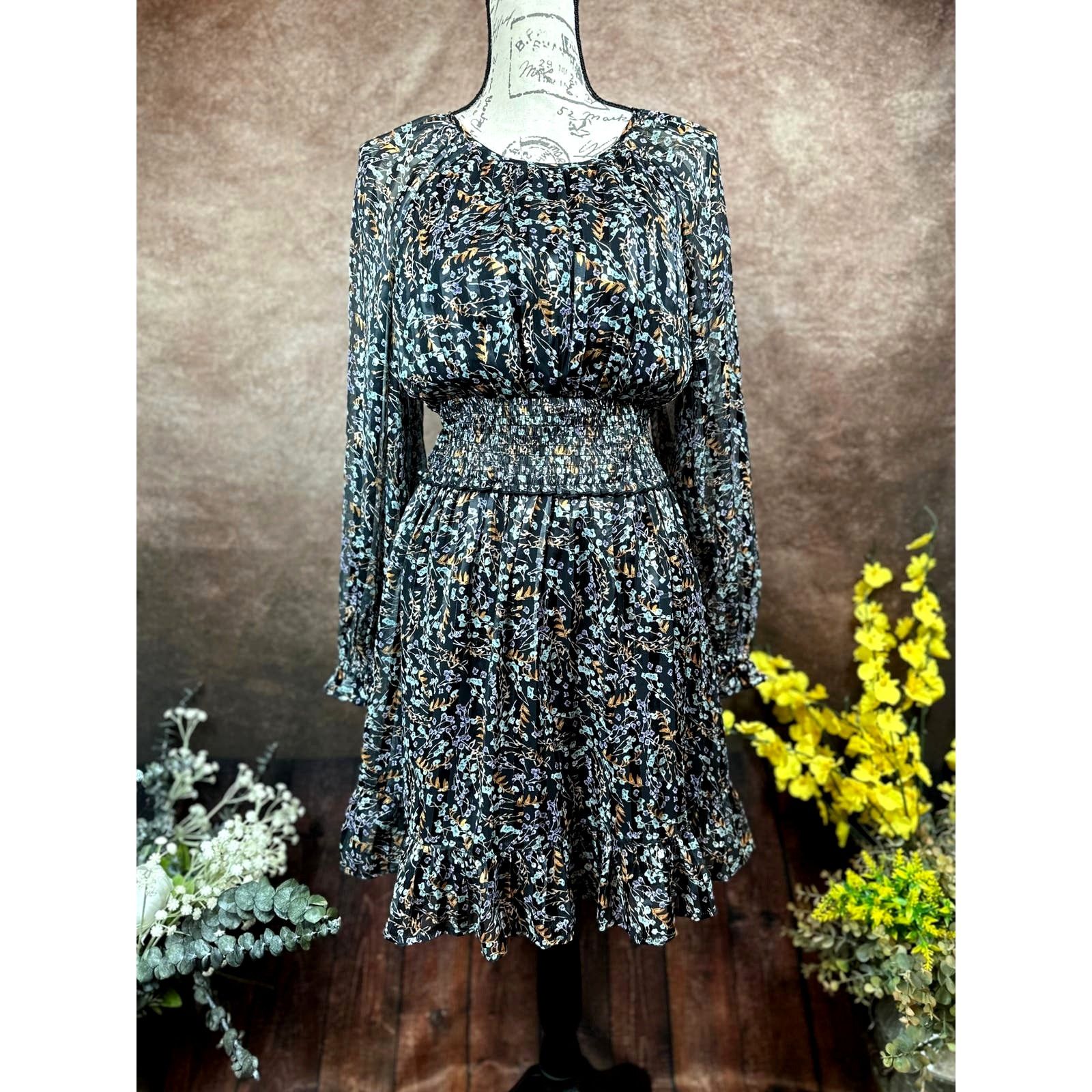 Other Dizzy Lizzy Wide Elastic Waistband Dress Metallic Floral M Size M / US 6-8 / IT 42-44 - 7 Thumbnail