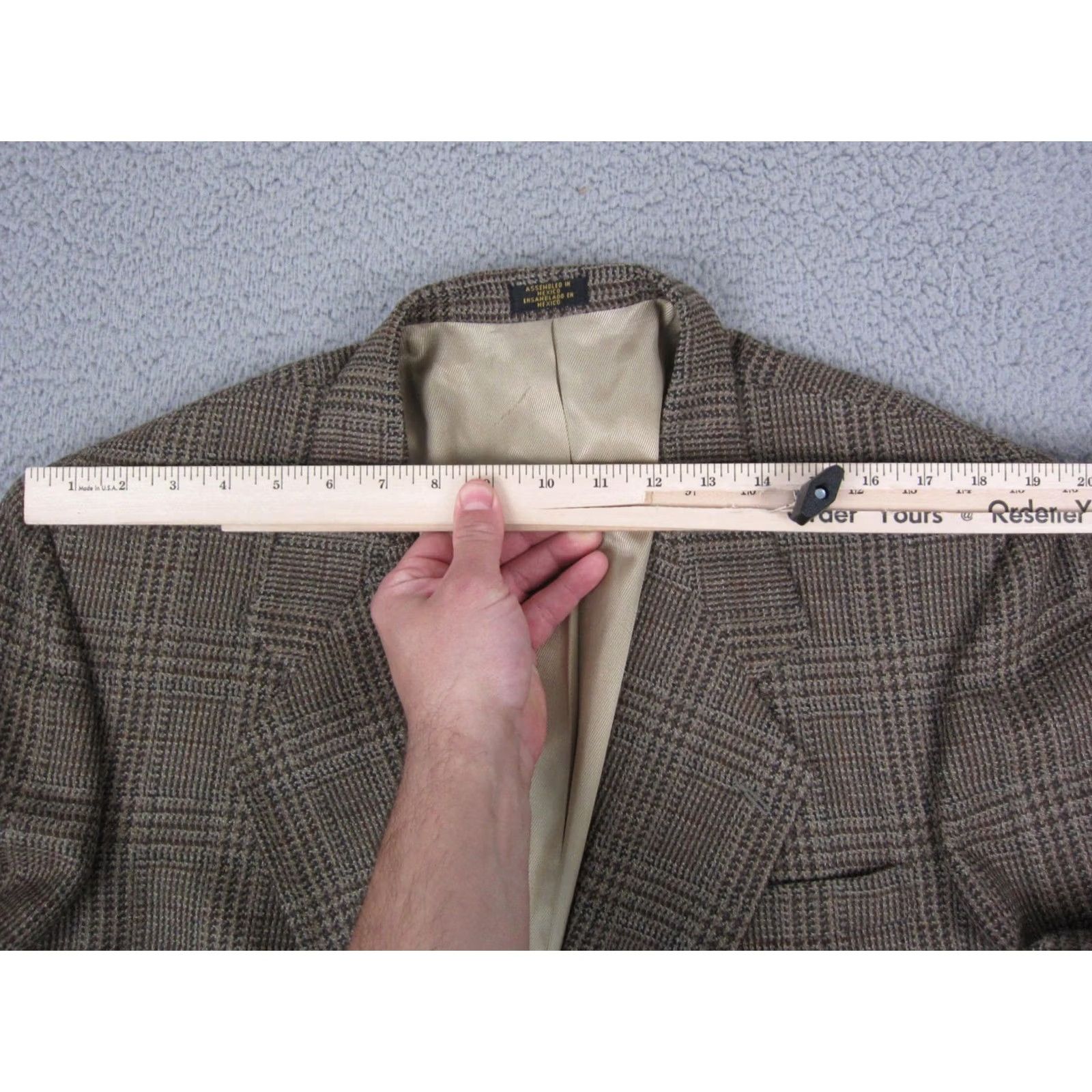 Stafford Stafford Blazer Jacket Mens 40 Wool Tweed Brown Single-Breasted 2-Button Notch Lapel Solid Vintage Style 80s 90s City Classic Size 40R - 7 Thumbnail