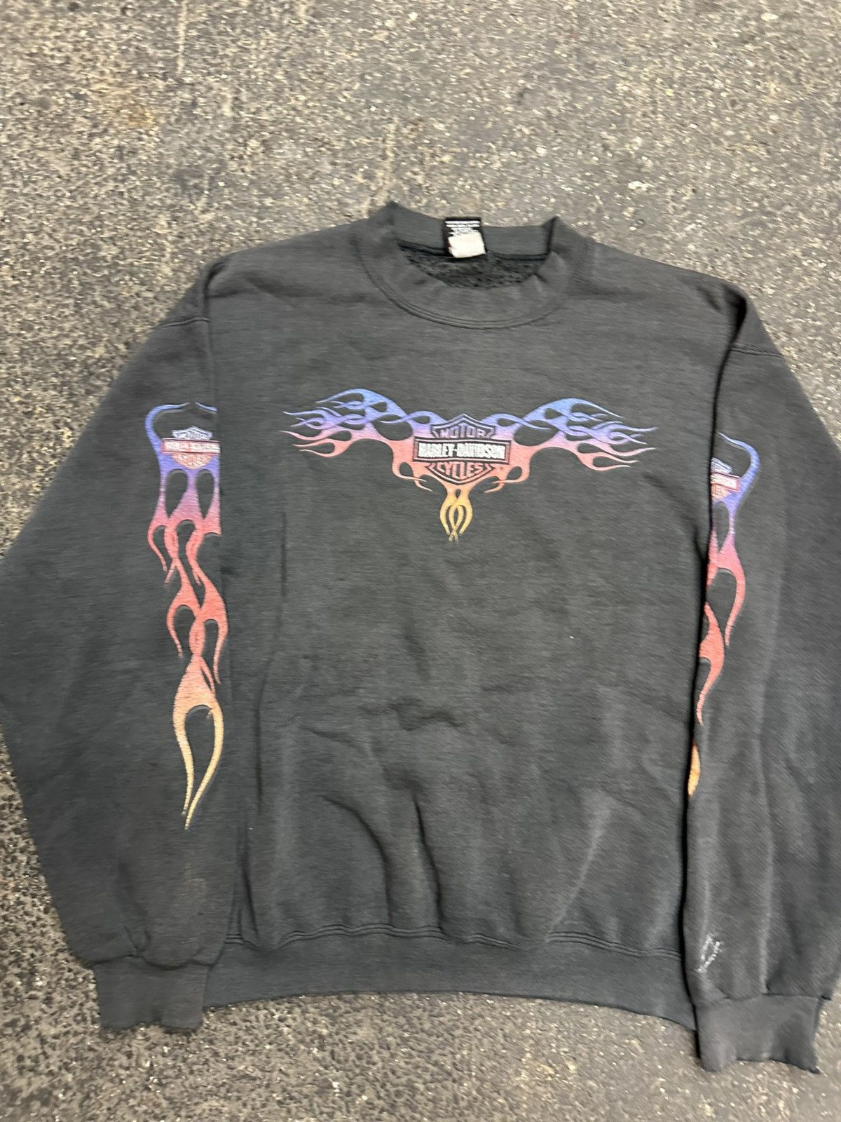 Harley Davidson Vintage harley Davidson flame sweatshirt Size US M / EU 48-50 / 2 - 2 Thumbnail