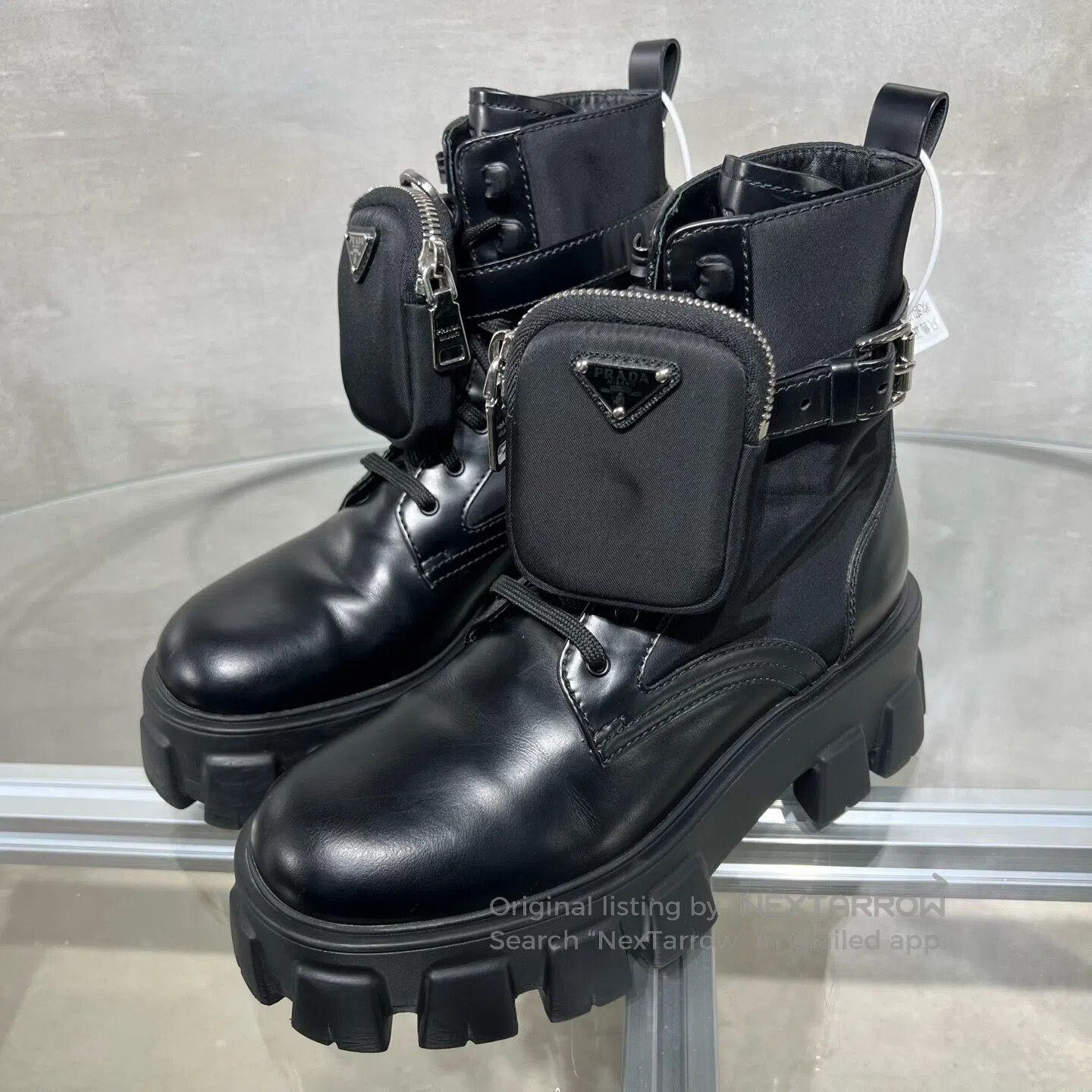 Prada Prada Monolith triangular marker, high-cut thick-soled boo Size US 7.5 / IT 37.5 - 1 Thumbnail