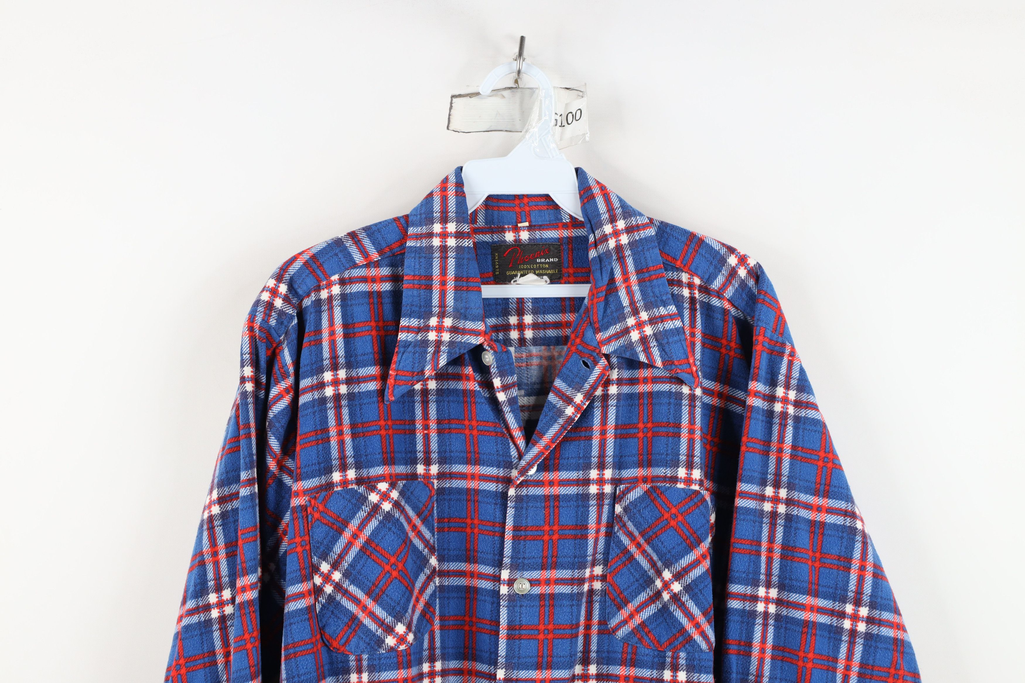 Vintage Vintage 70s Streetwear Collar Flannel Button Shirt Plaid Size US L / EU 52-54 / 3 - 2 Thumbnail