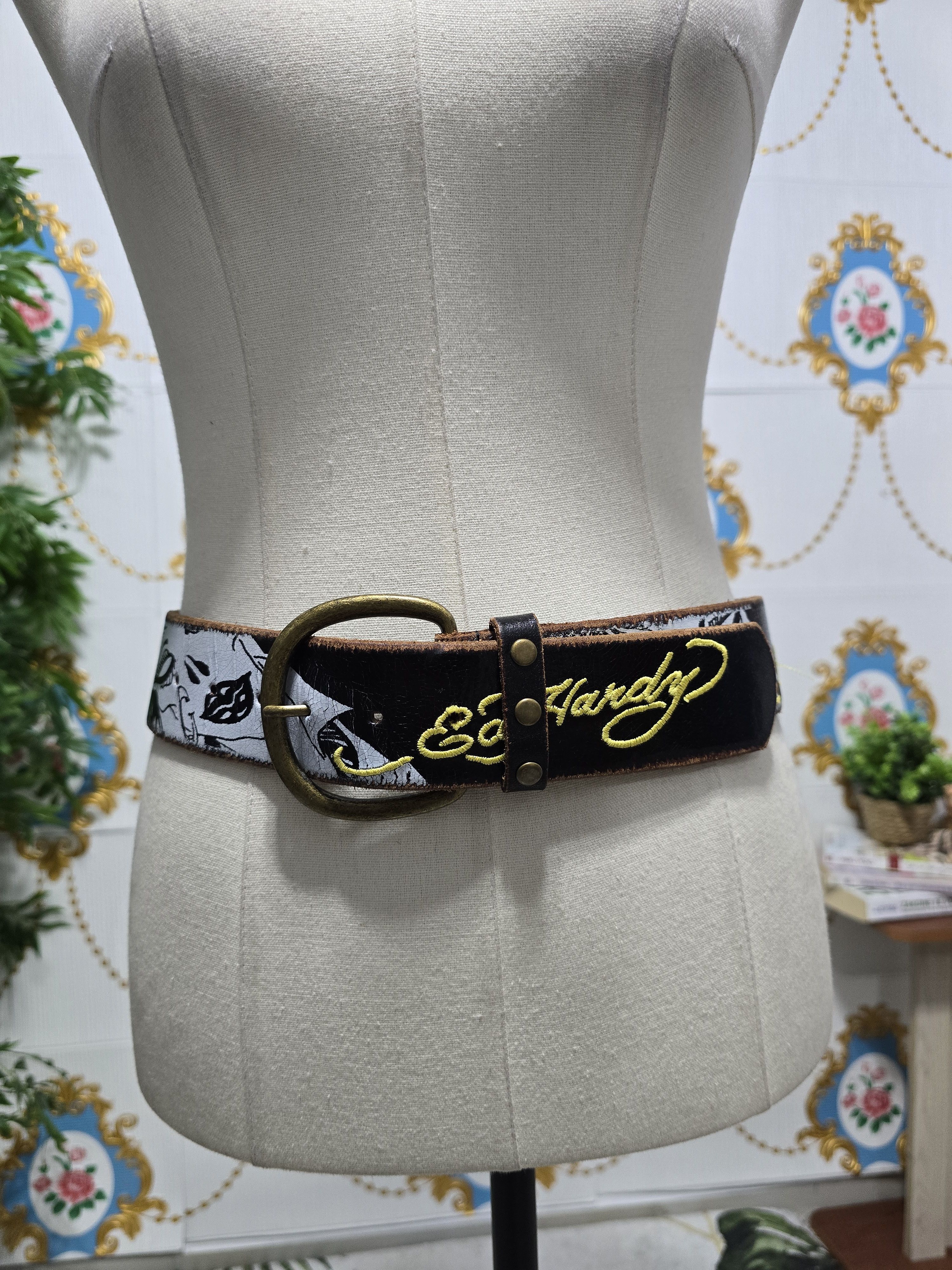 Ed Hardy Vintage ED HARDY HANDMADE genuine leather belt Size ONE SIZE - 2 Thumbnail