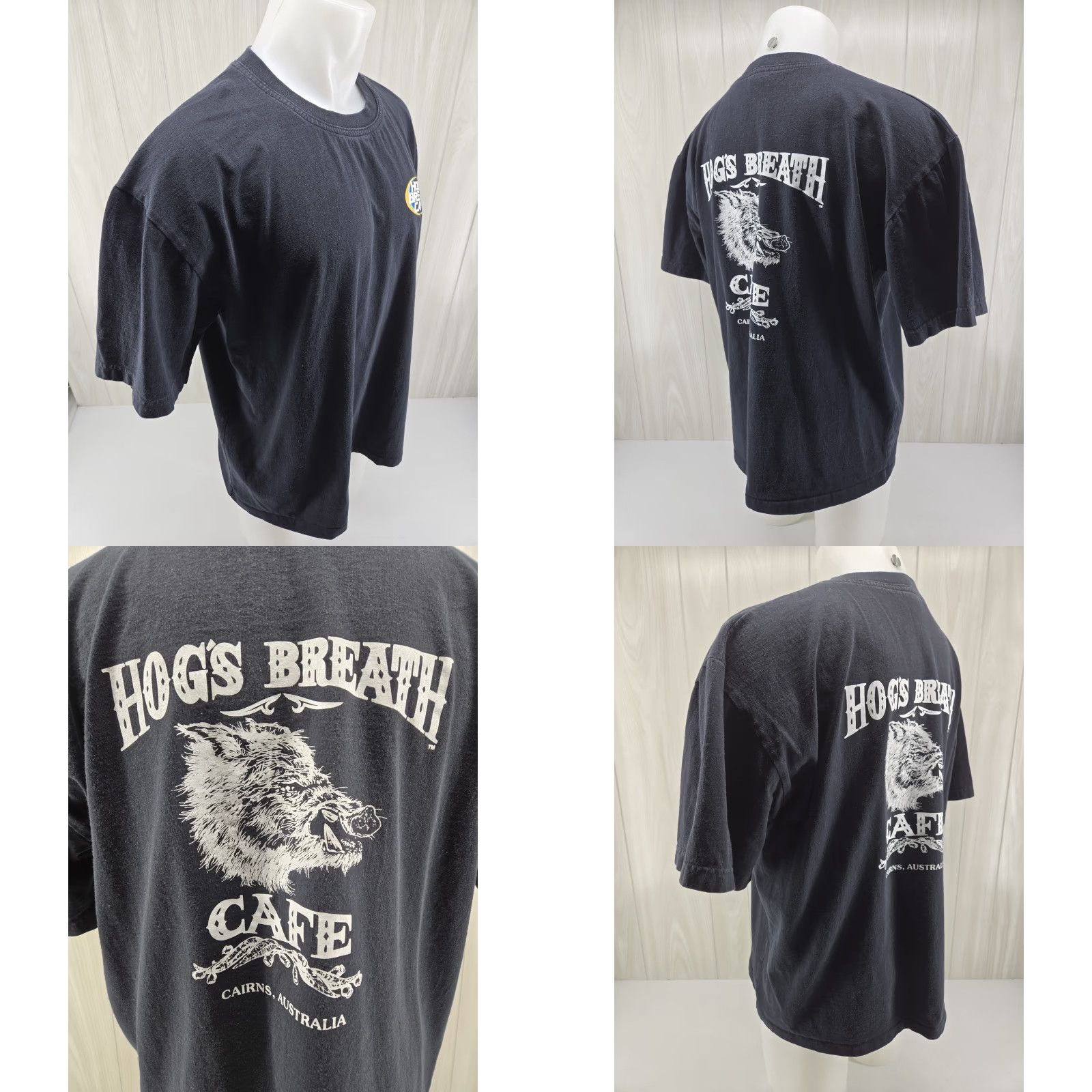 Vintage Hog’s Breath Cafe Saloon Cairns Australia Short Sleeve T-Shirt L Black Bad Hog Clothing Mens Shirt 90s Outdoor Australia Anniversary Shirt Size US L / EU 52-54 / 3 - 8 Thumbnail